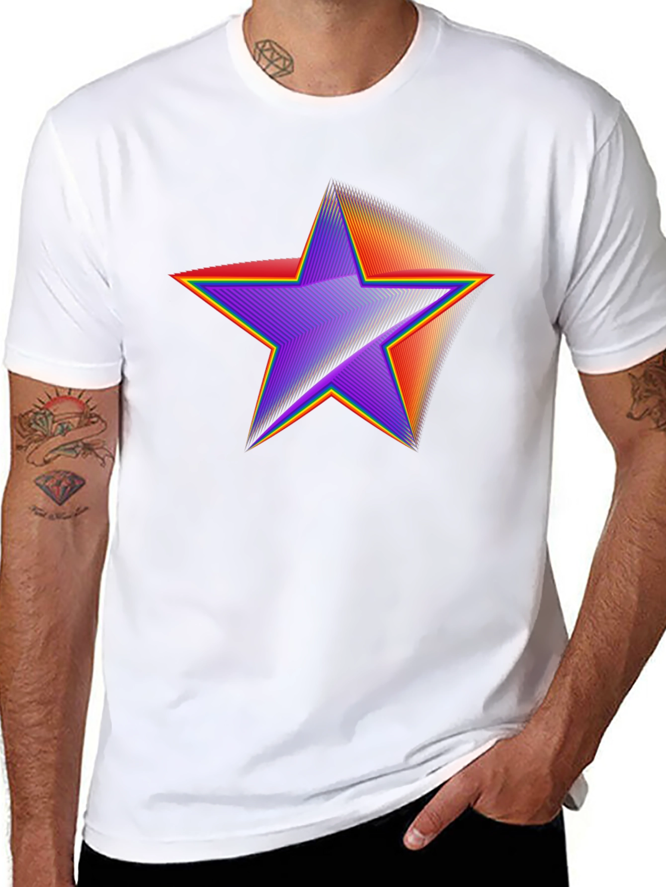 Retro Star Graphic Tee - Black Cotton Blend