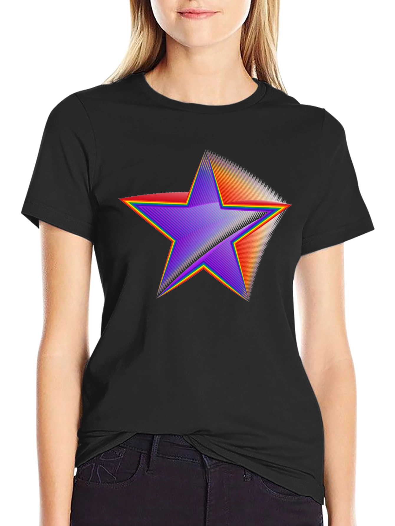 Retro Star Graphic Tee - Black Cotton Blend
