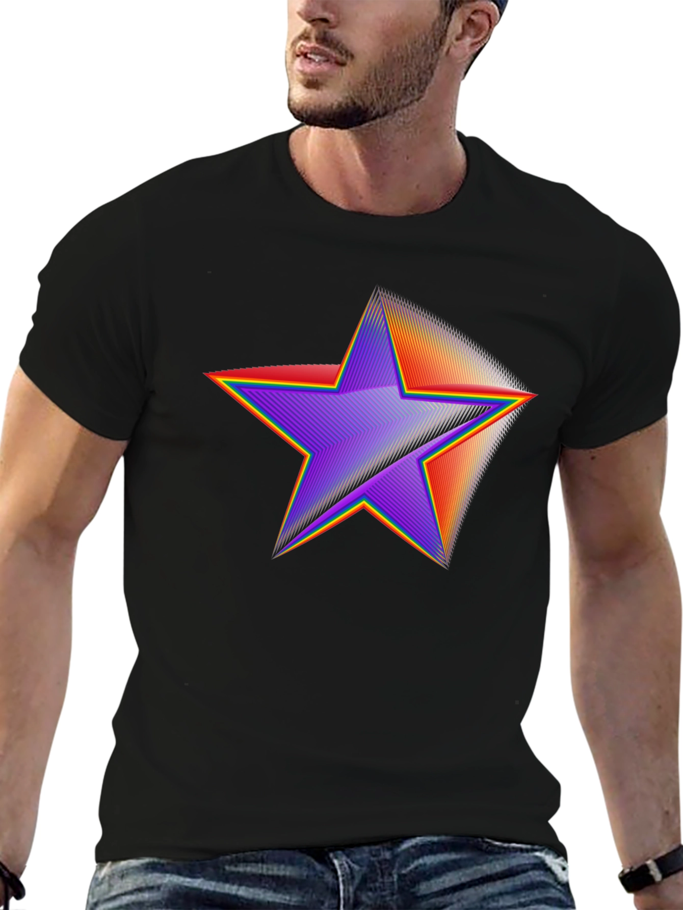 Retro Star Graphic Tee - Black Cotton Blend