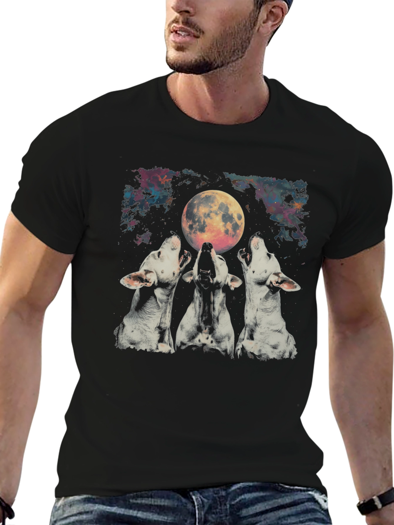 Mens Black Three Wolf Moon Graphic Tee