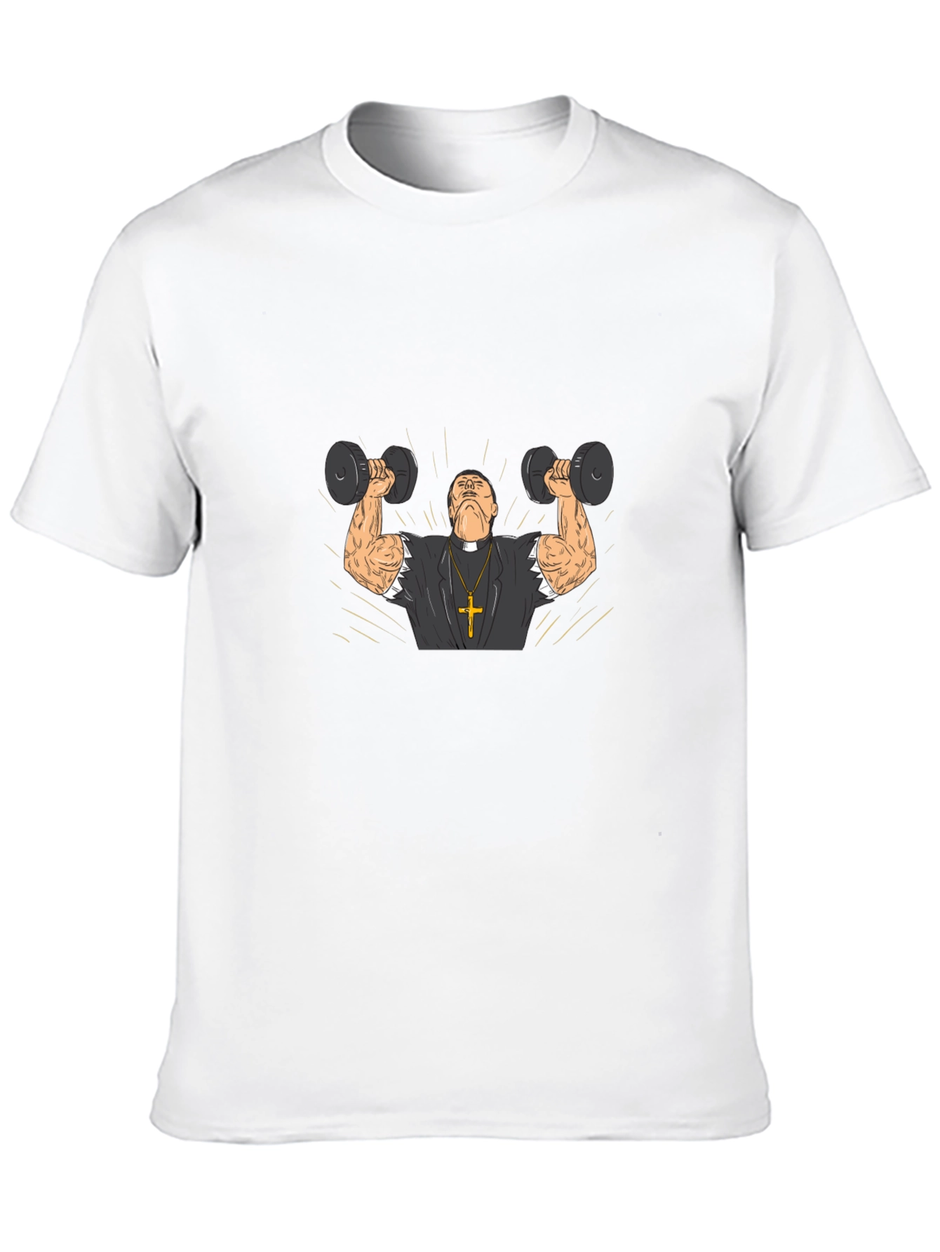 Muscle Priest Lifting Weights Funny T-Shirt