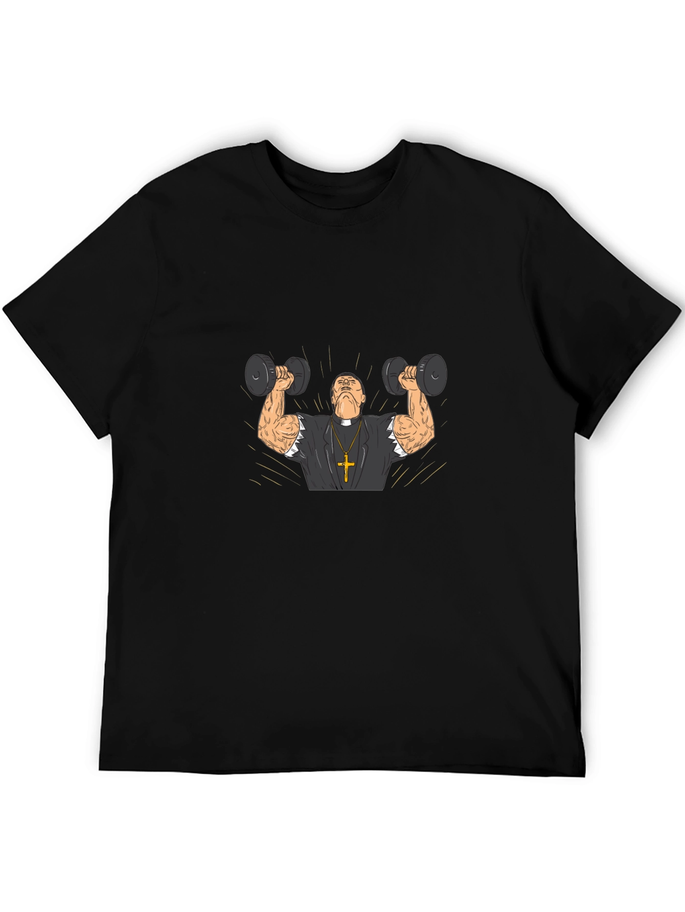 Muscle Priest Lifting Weights Funny T-Shirt