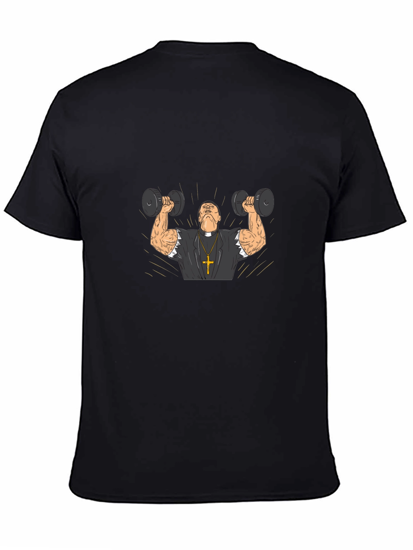 Muscle Priest Lifting Weights Funny T-Shirt