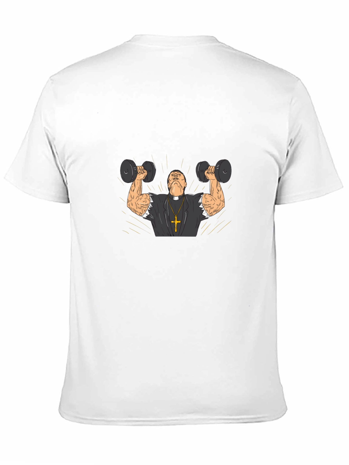Muscle Priest Lifting Weights Funny T-Shirt