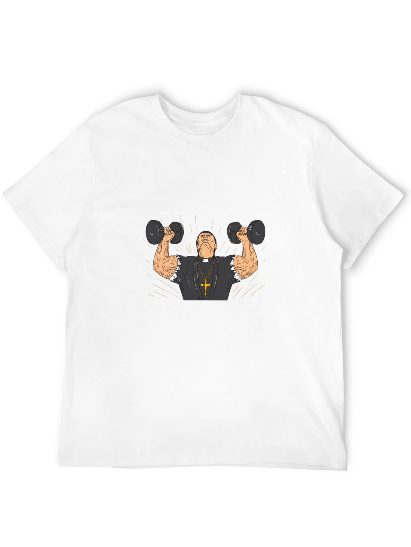 Muscle Priest Lifting Weights Funny T-Shirt