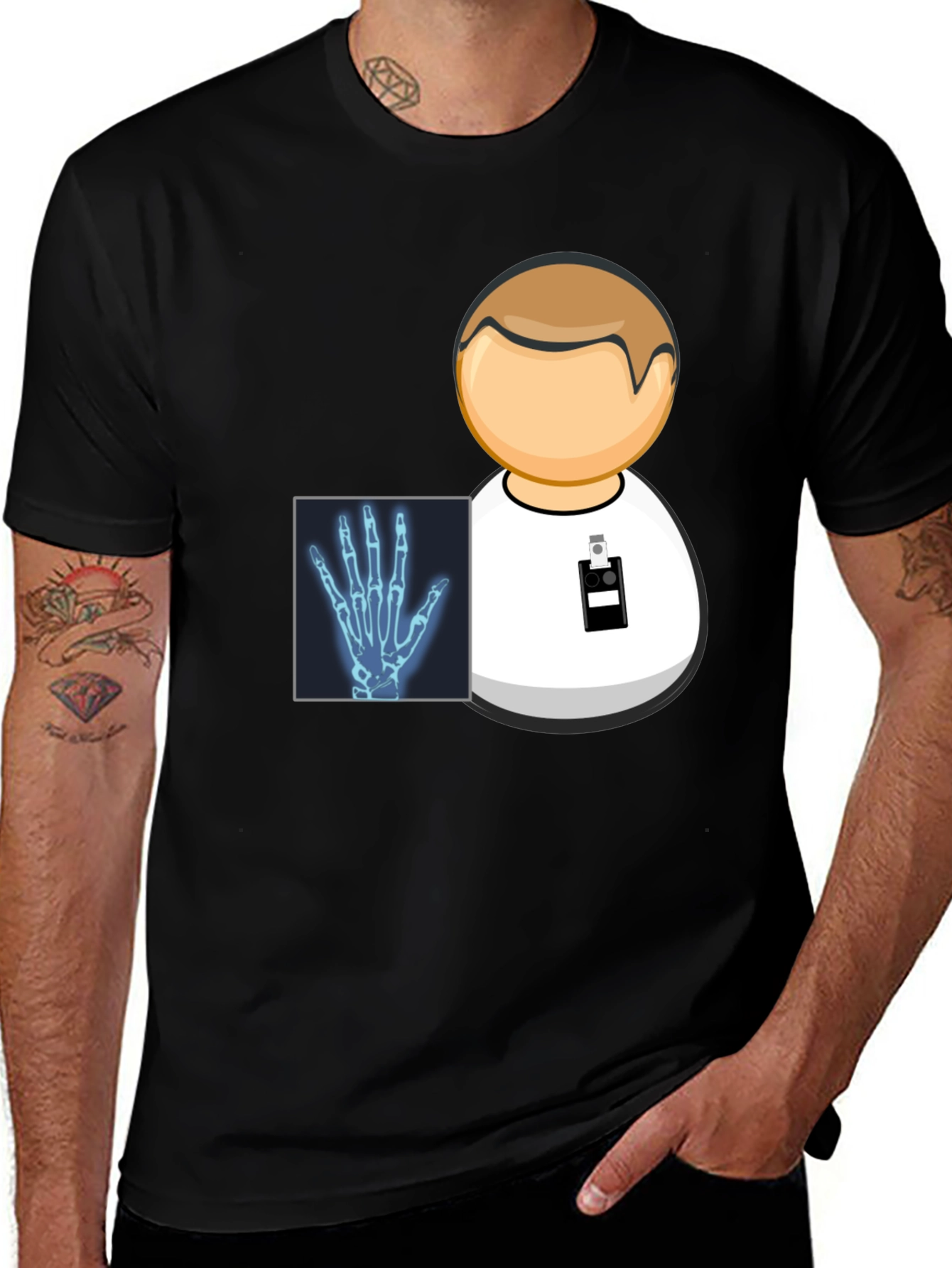 Doctor X-Ray Hand Graphic Black T-Shirt