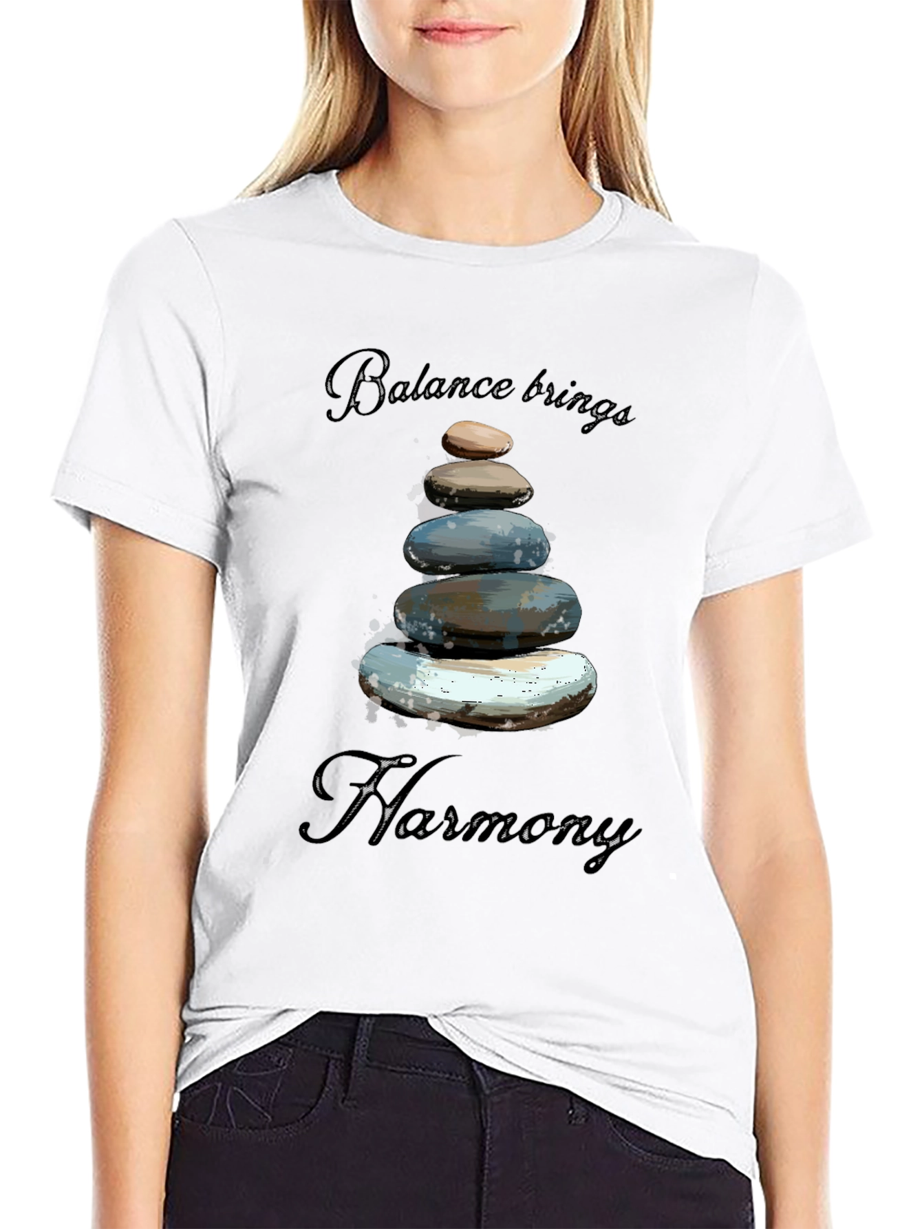 Zen Balance Stone Graphic Tee - Relaxed Fit