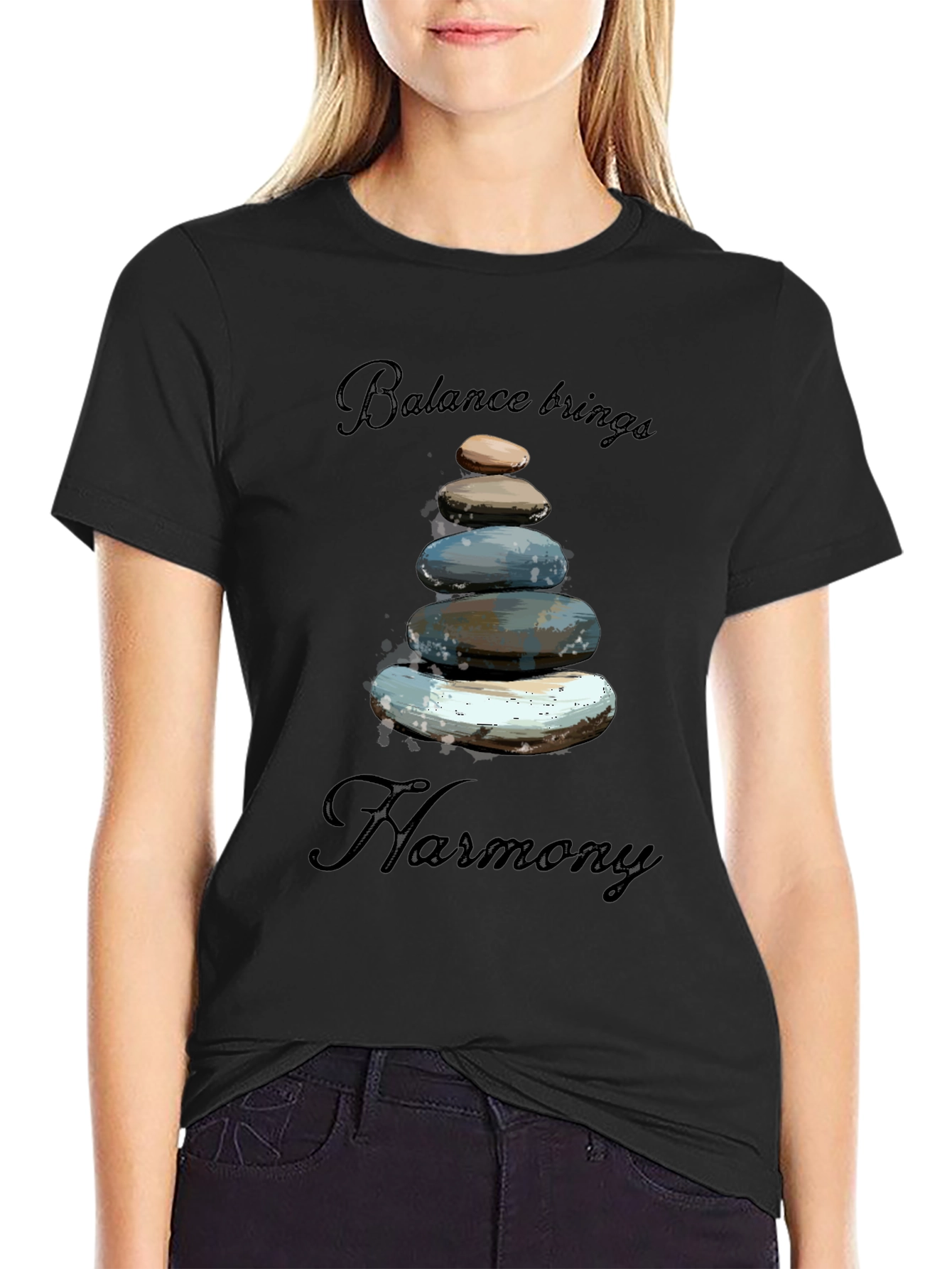 Zen Balance Stone Graphic Tee - Relaxed Fit