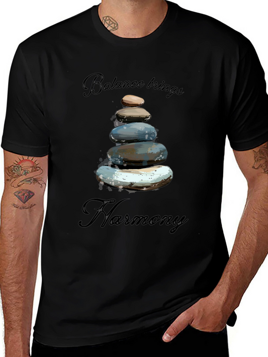 Zen Balance Stone Graphic Tee - Relaxed Fit