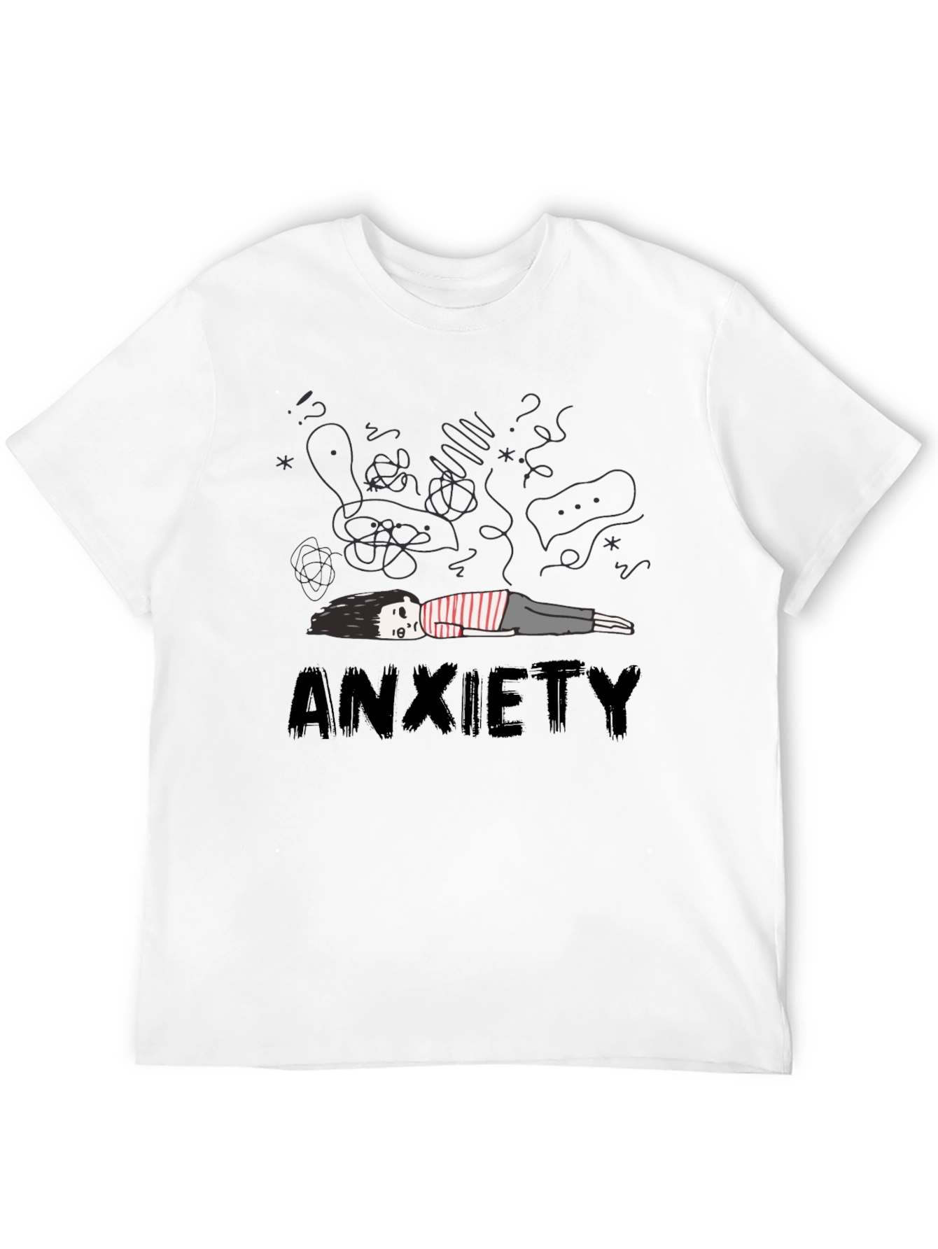 Anxiety Graphic Tee - Unisex Black Cotton T-Shirt