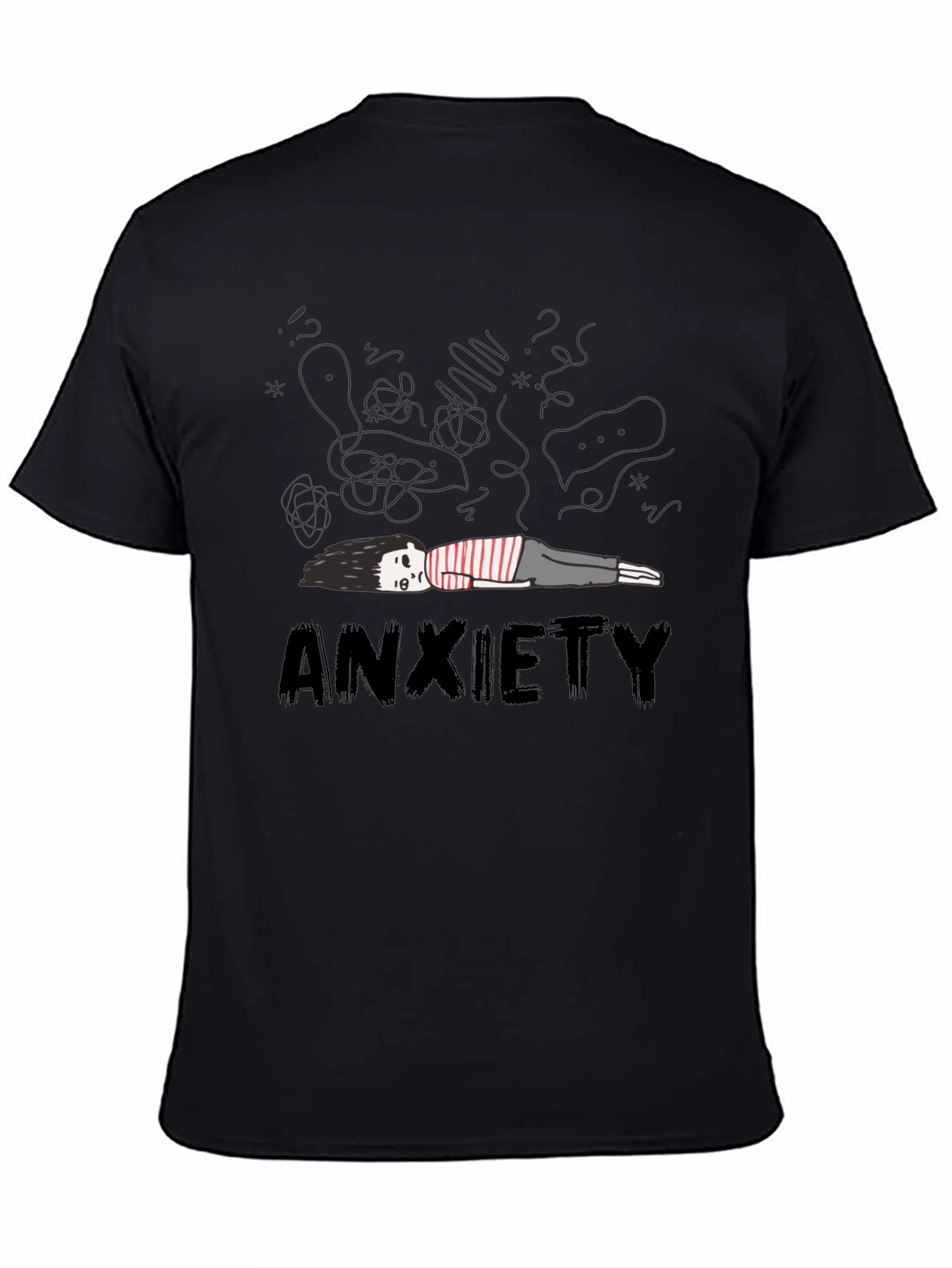 Anxiety Graphic Tee - Unisex Black Cotton T-Shirt