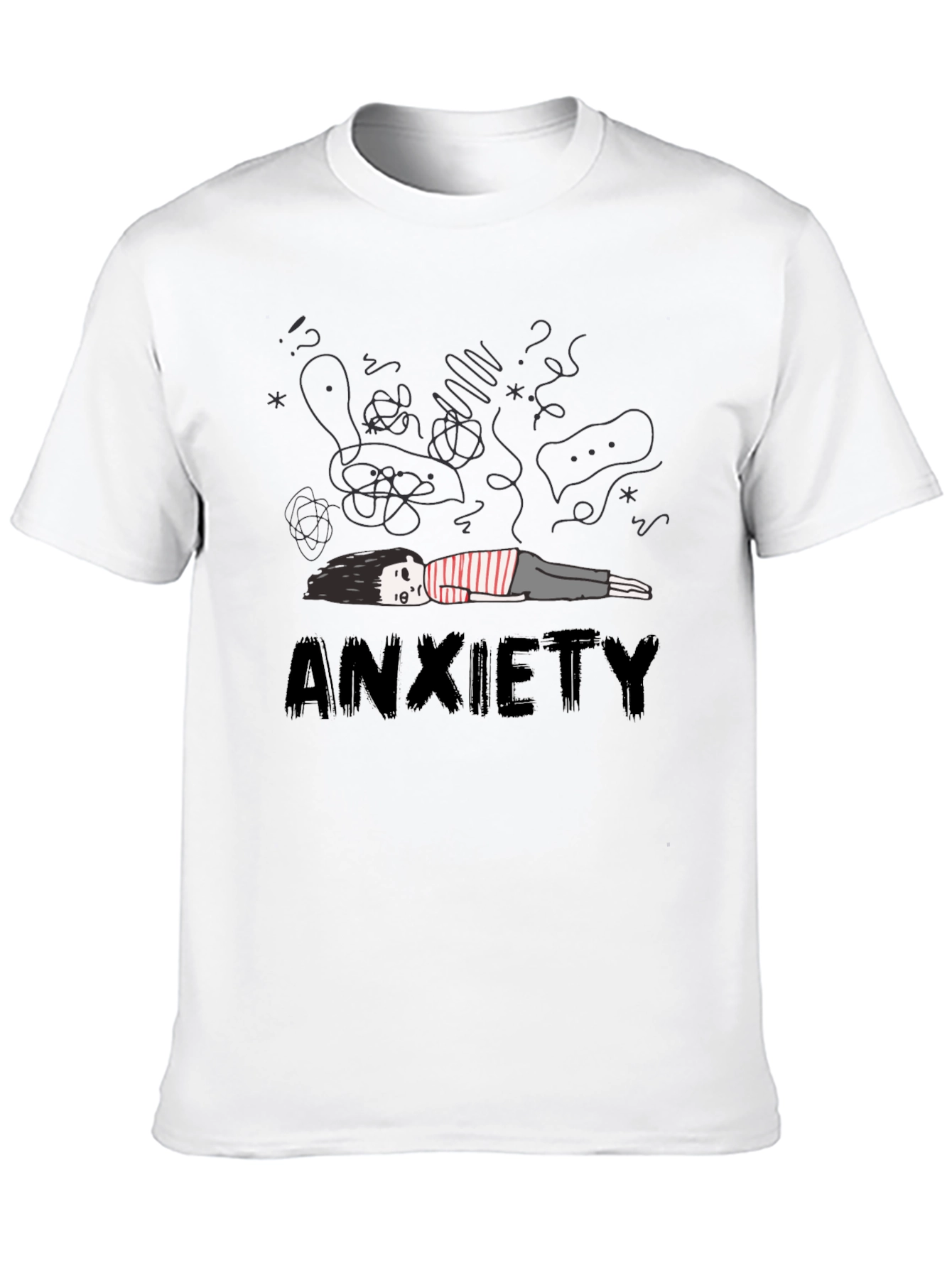 Anxiety Graphic Tee - Unisex Black Cotton T-Shirt