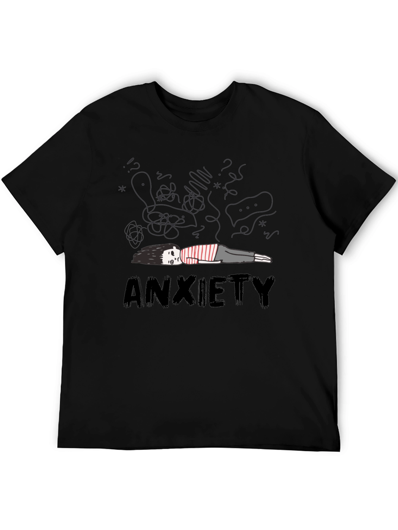 Anxiety Graphic Tee - Unisex Black Cotton T-Shirt