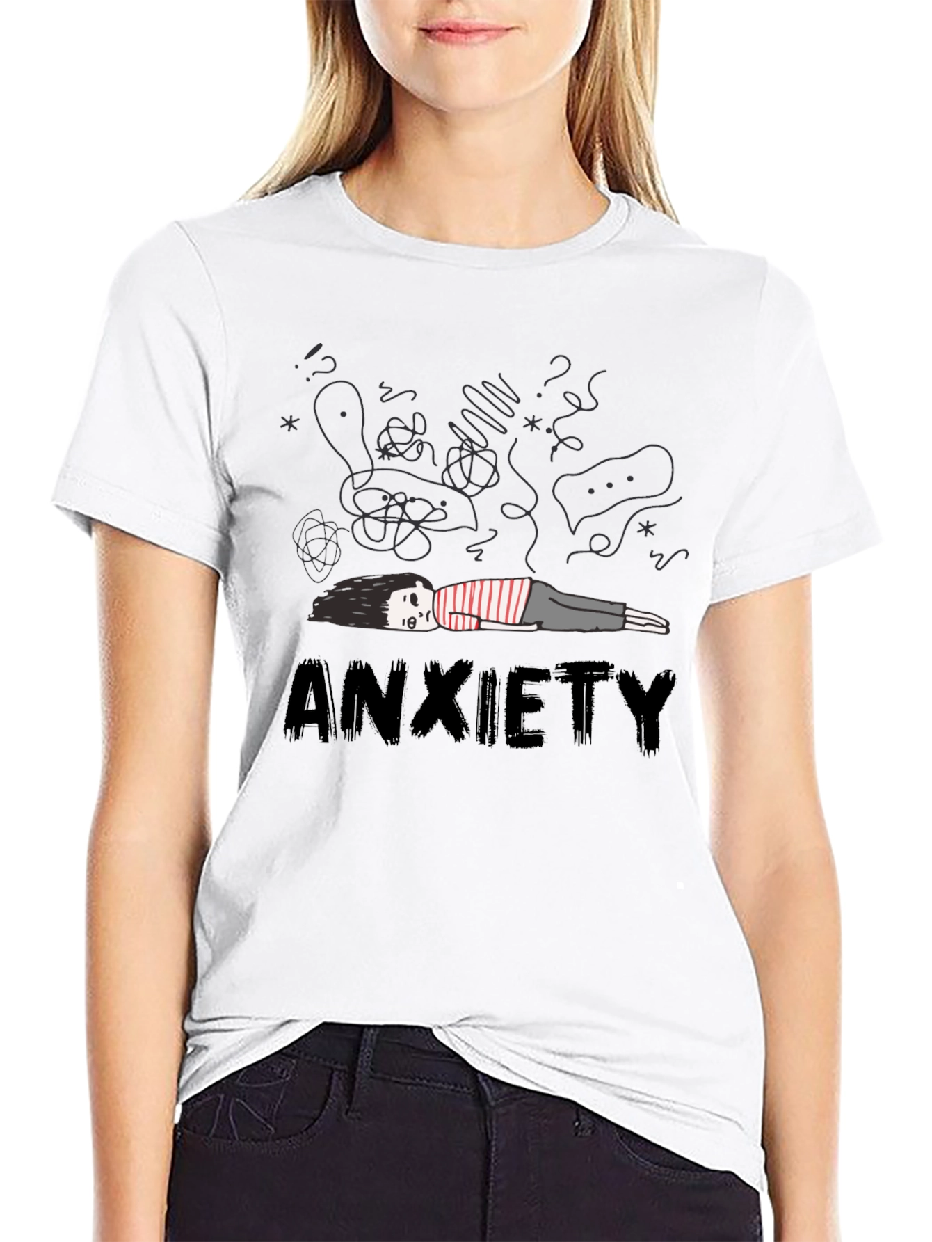 Anxiety Graphic Tee - Unisex Black Cotton T-Shirt