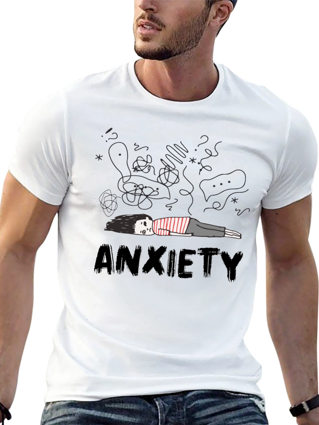 Anxiety Graphic Tee - Unisex Black Cotton T-Shirt
