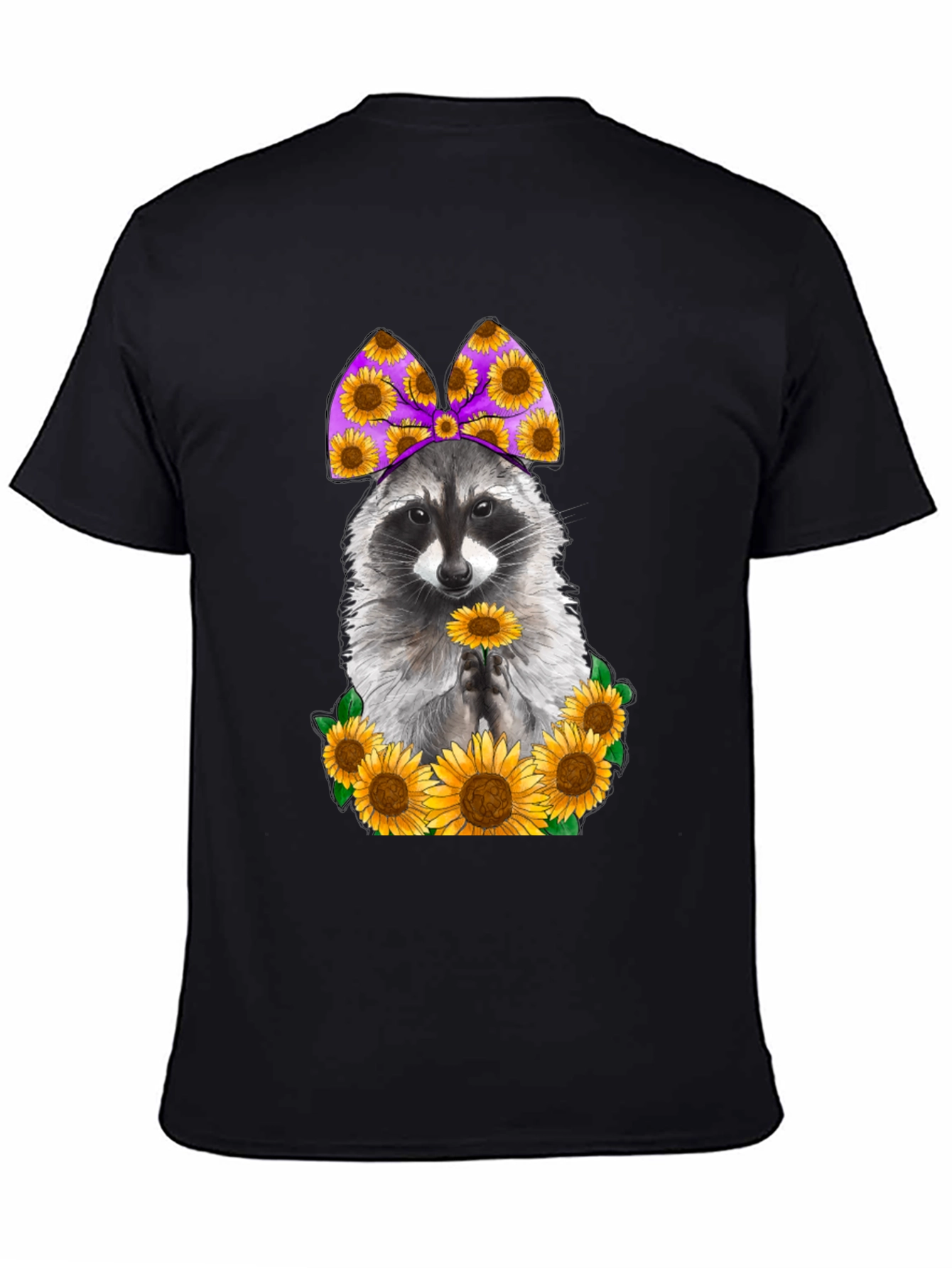 Raccoon Sunflower Graphic T-Shirt