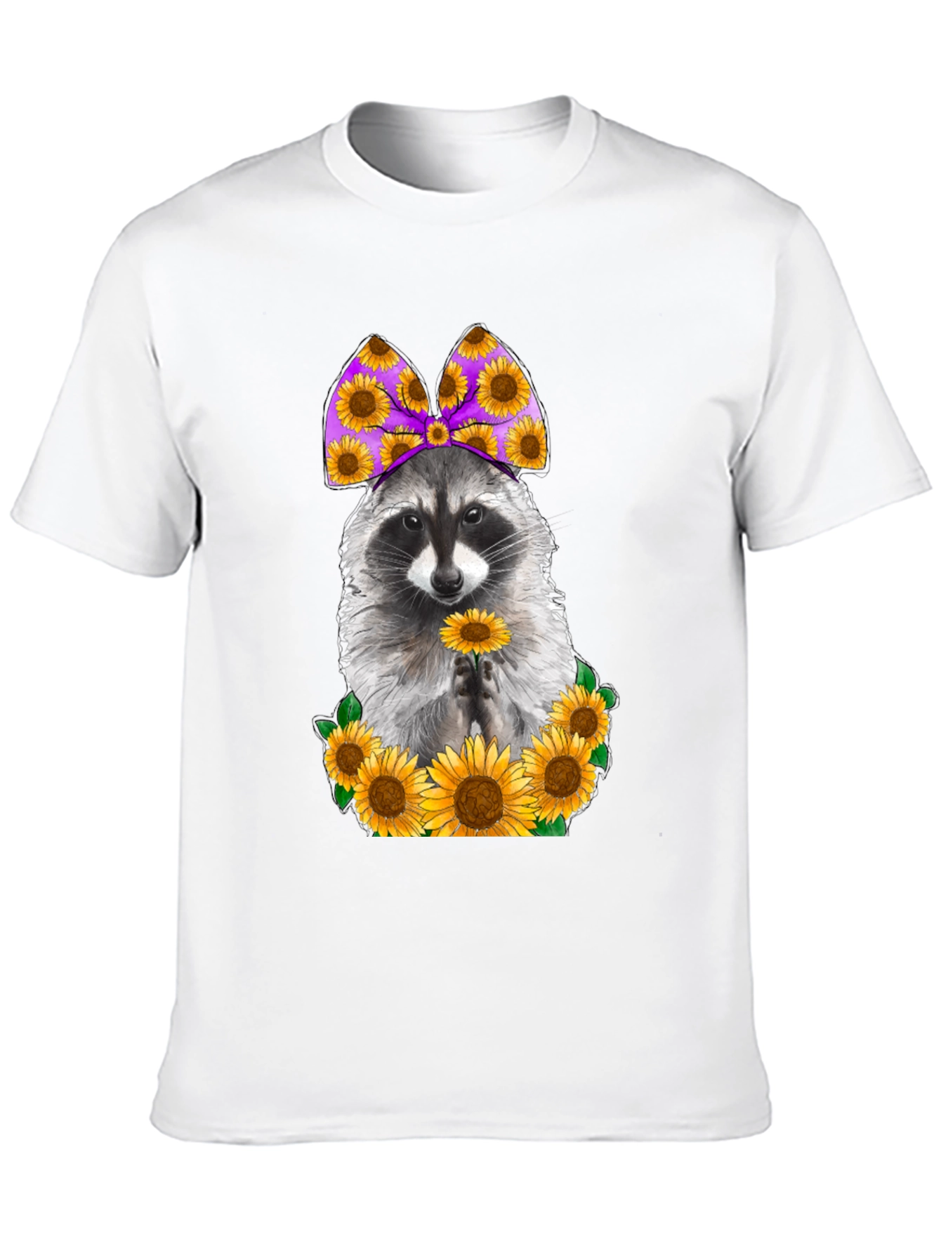 Raccoon Sunflower Graphic T-Shirt