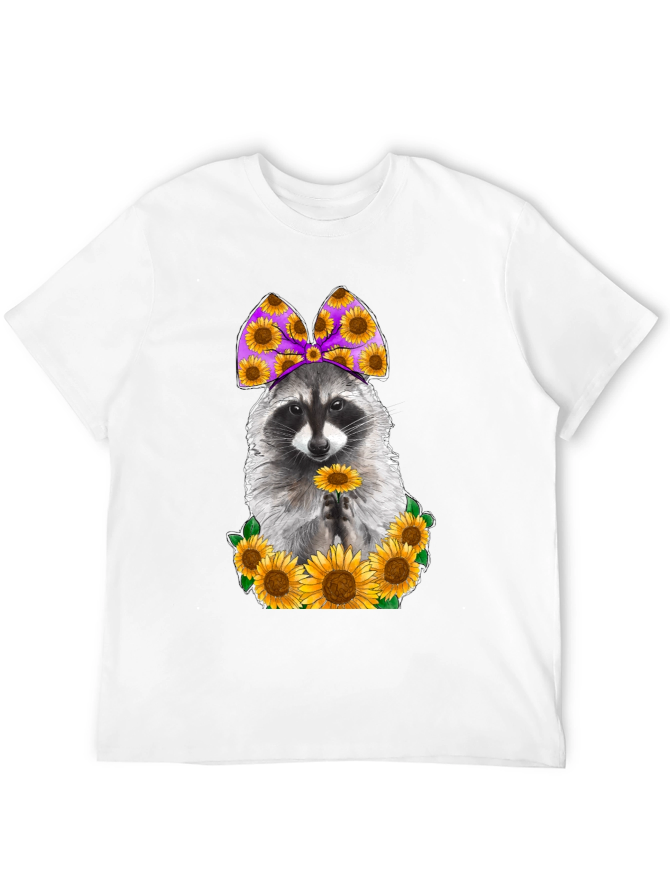 Raccoon Sunflower Graphic T-Shirt