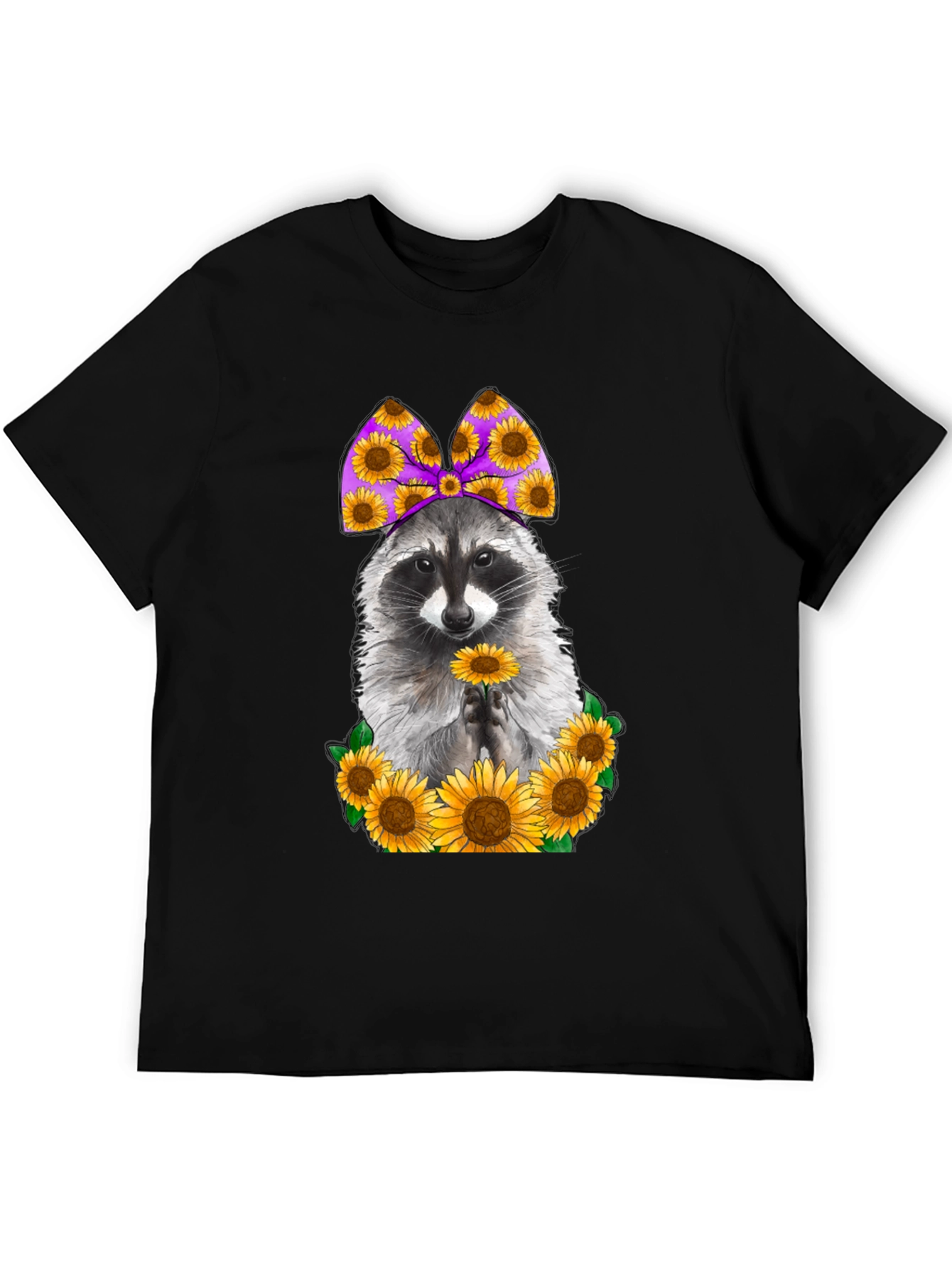 Raccoon Sunflower Graphic T-Shirt