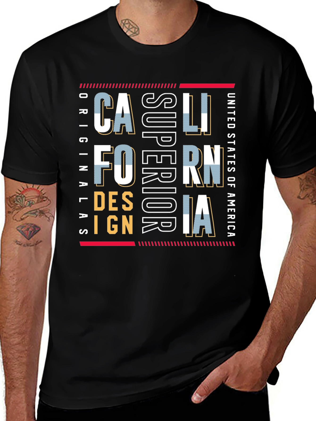California Superior Design Mens Black T-Shirt