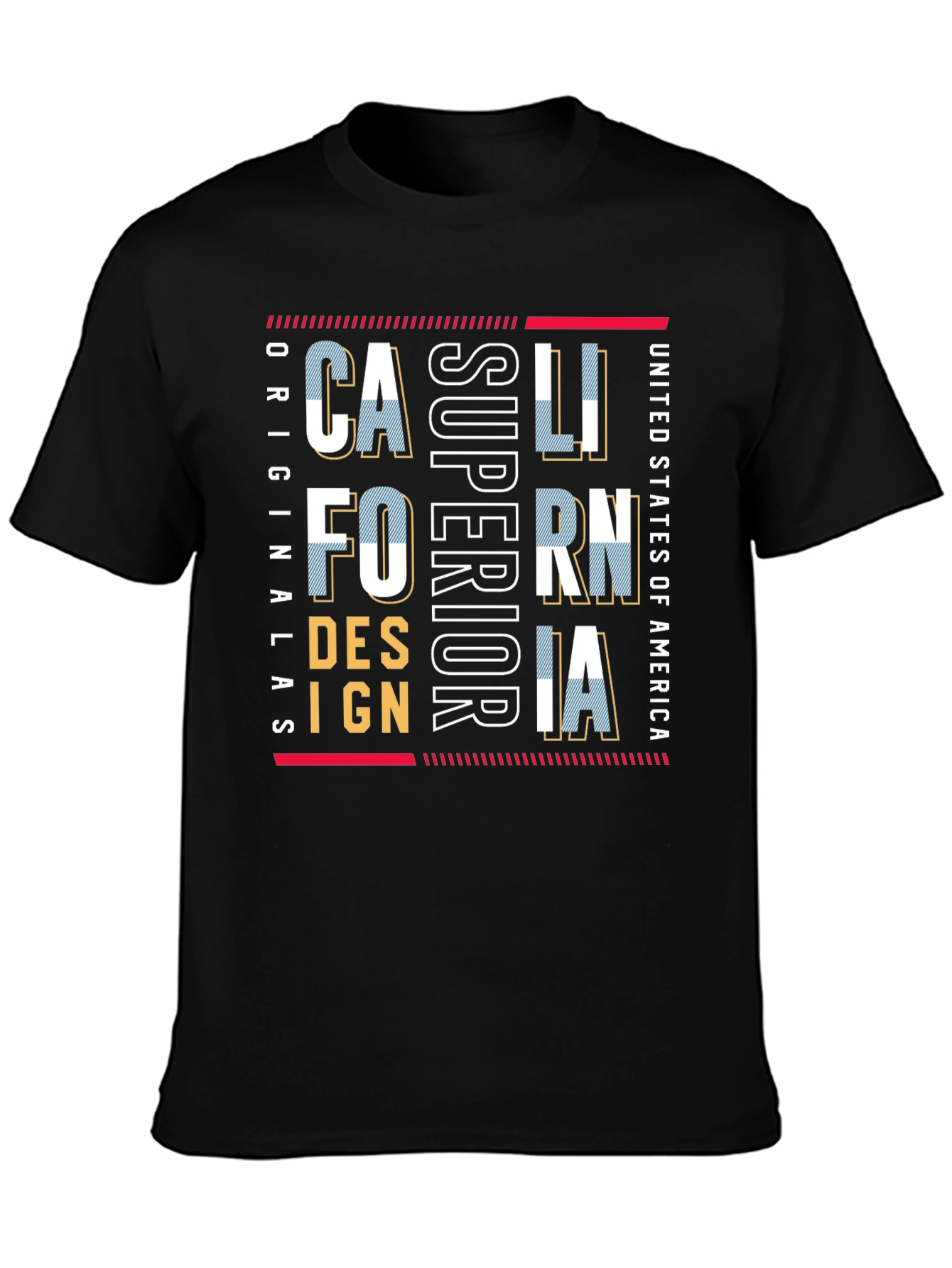 California Superior Design Mens Black T-Shirt