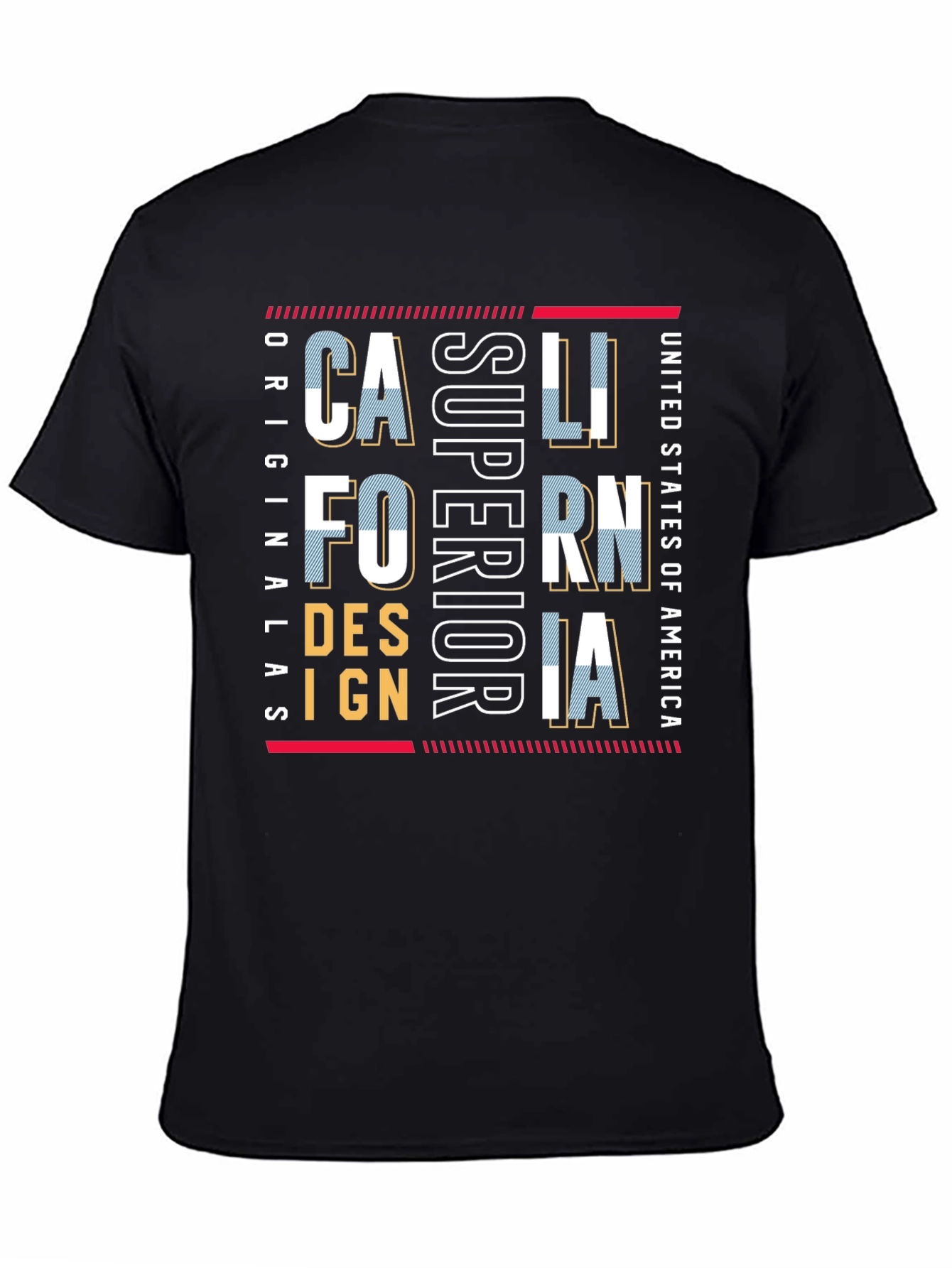 California Superior Design Mens Black T-Shirt