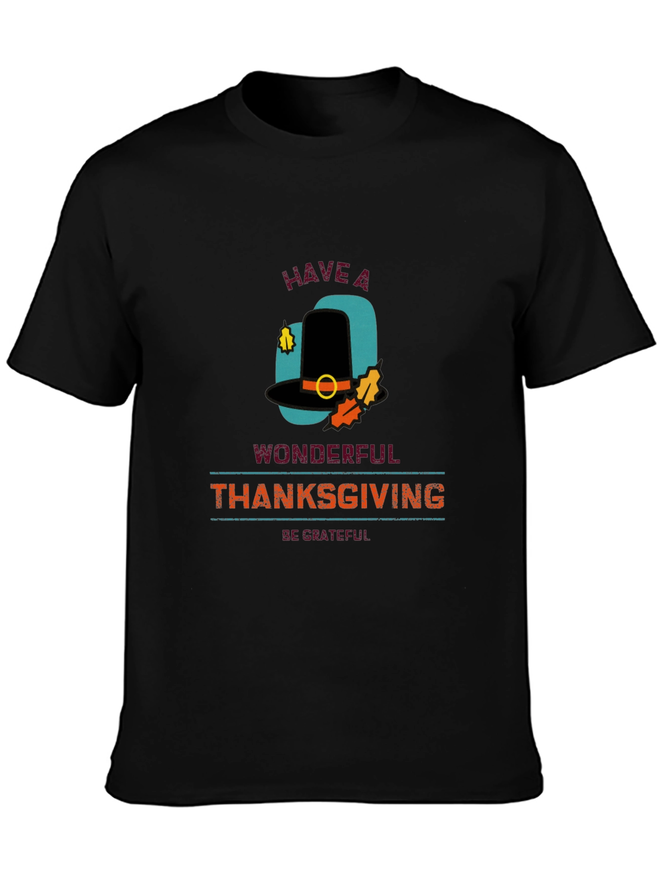 Thanksgiving Pilgrim Hat Graphic T-Shirt