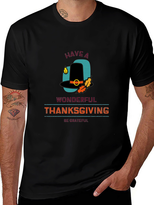 Thanksgiving Pilgrim Hat Graphic T-Shirt
