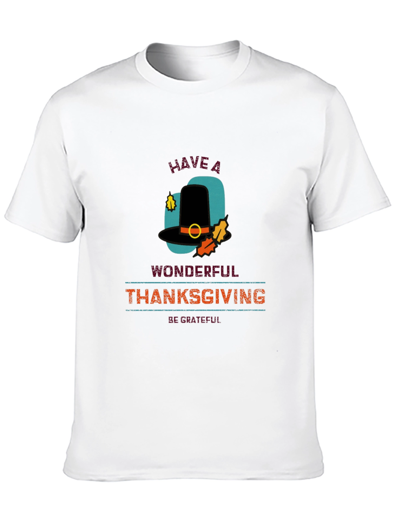 Thanksgiving Pilgrim Hat Graphic T-Shirt