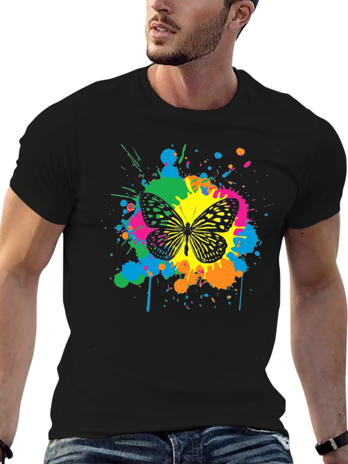 Butterfly Splatter Graphic Print T-Shirt