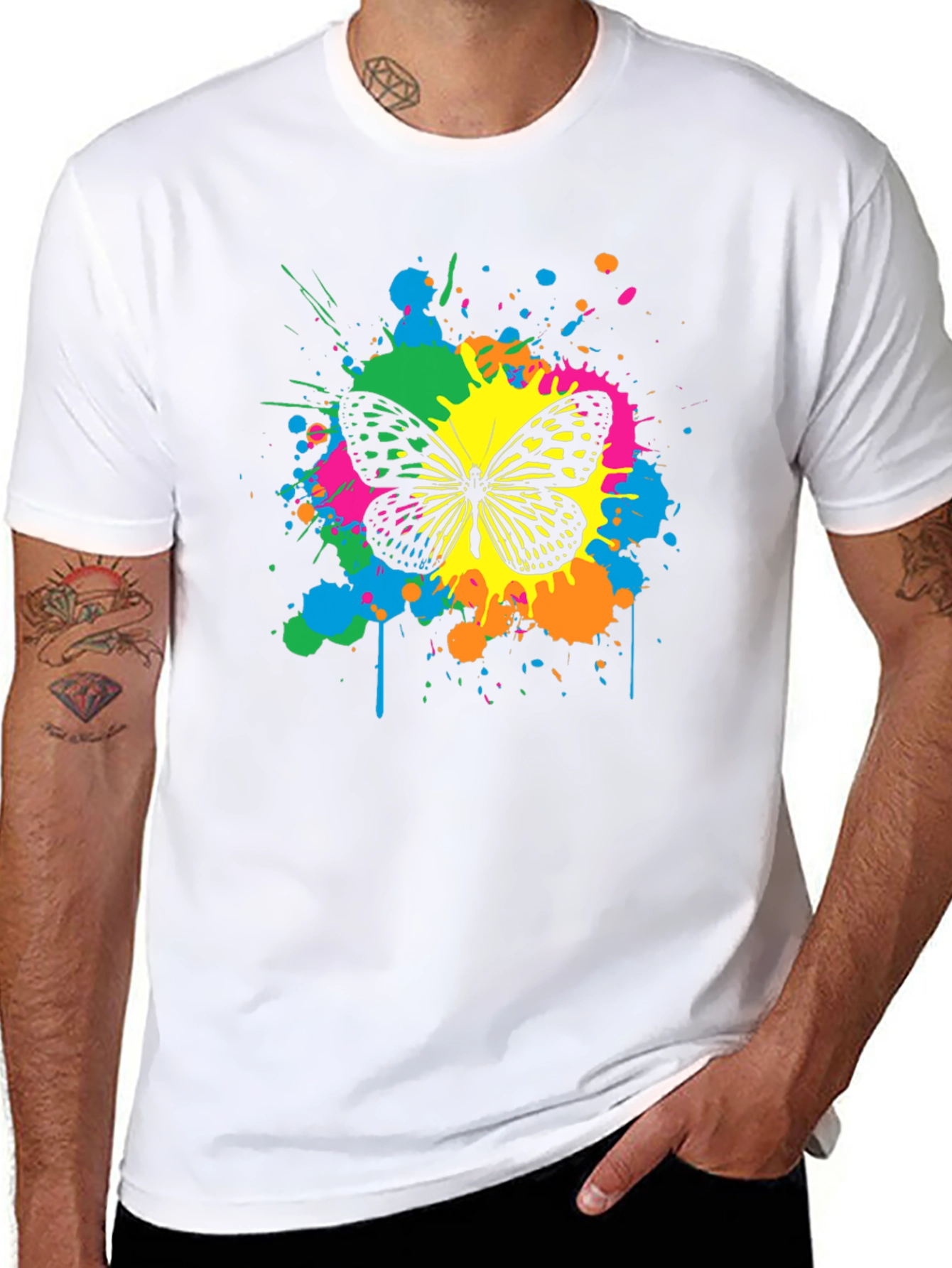 Butterfly Splatter Graphic Print T-Shirt