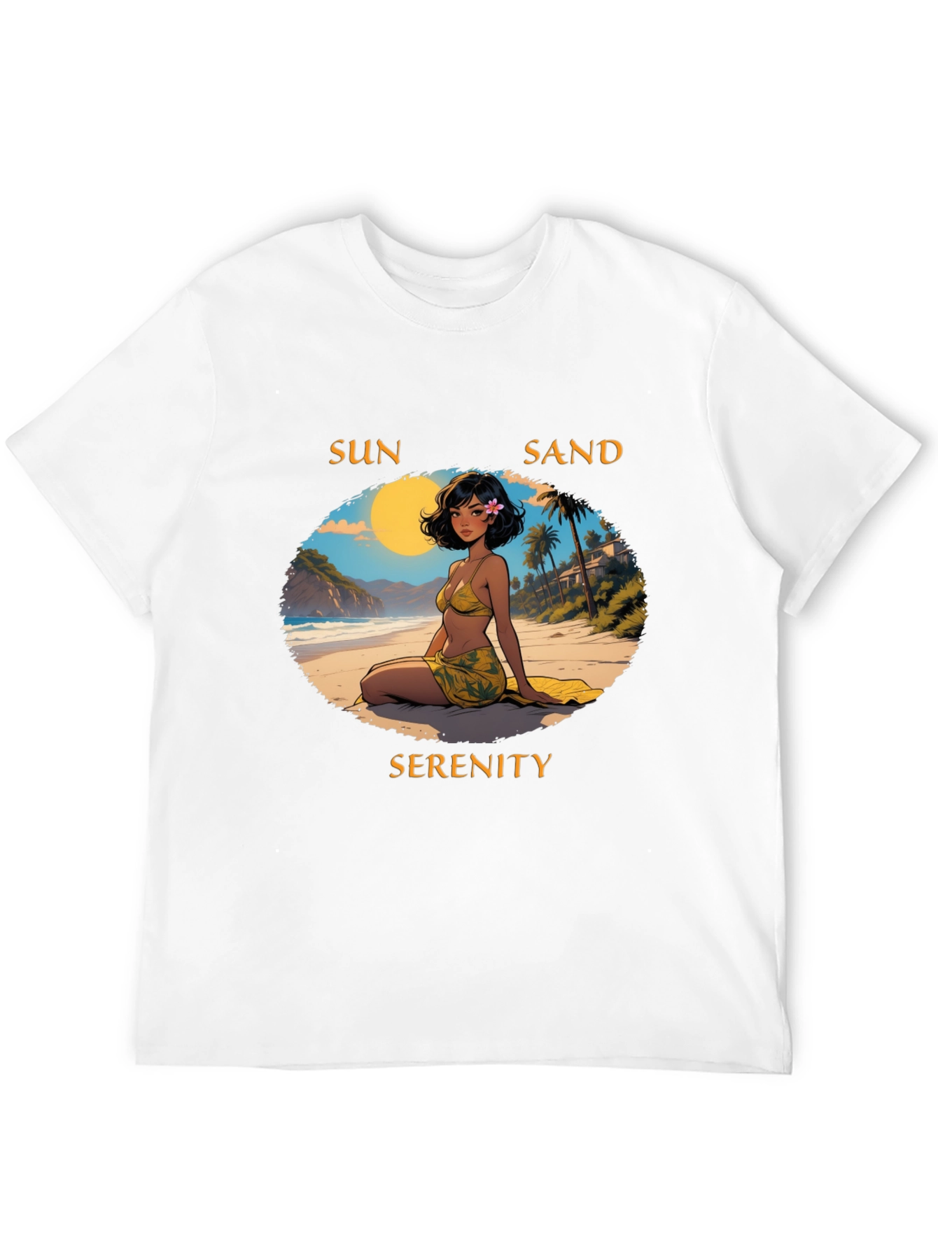 Sun Sand Serenity Black T-Shirt