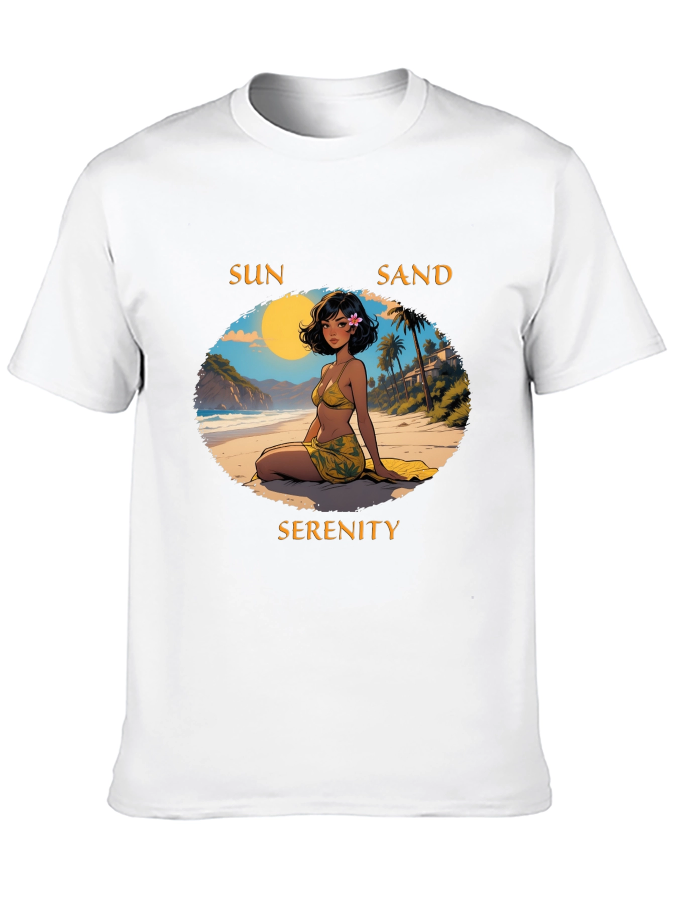Sun Sand Serenity Black T-Shirt