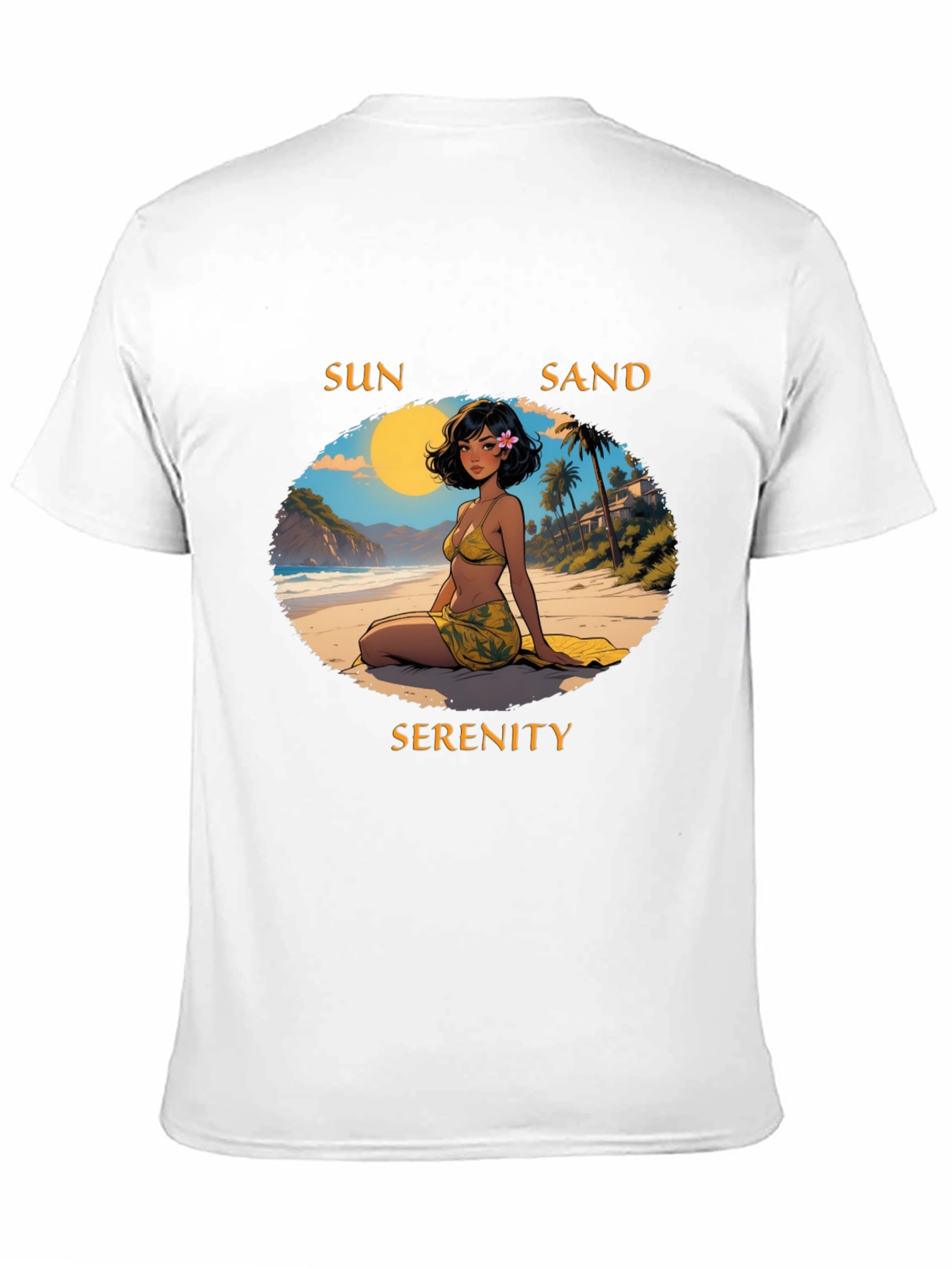 Sun Sand Serenity Black T-Shirt