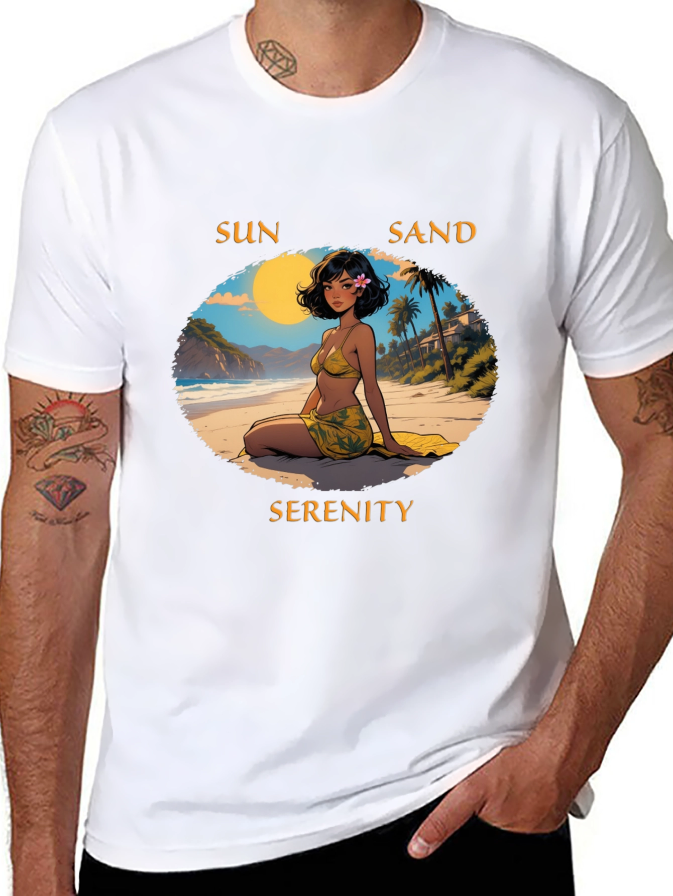 Sun Sand Serenity Black T-Shirt