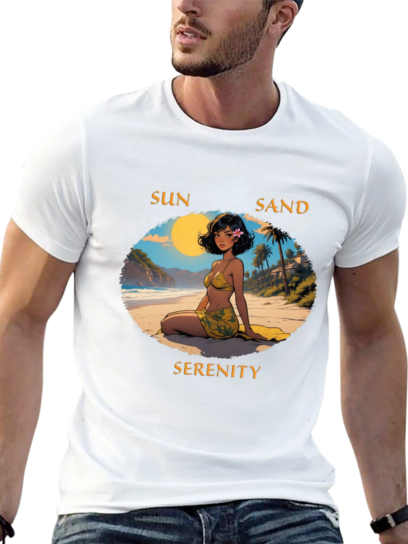 Sun Sand Serenity Black T-Shirt
