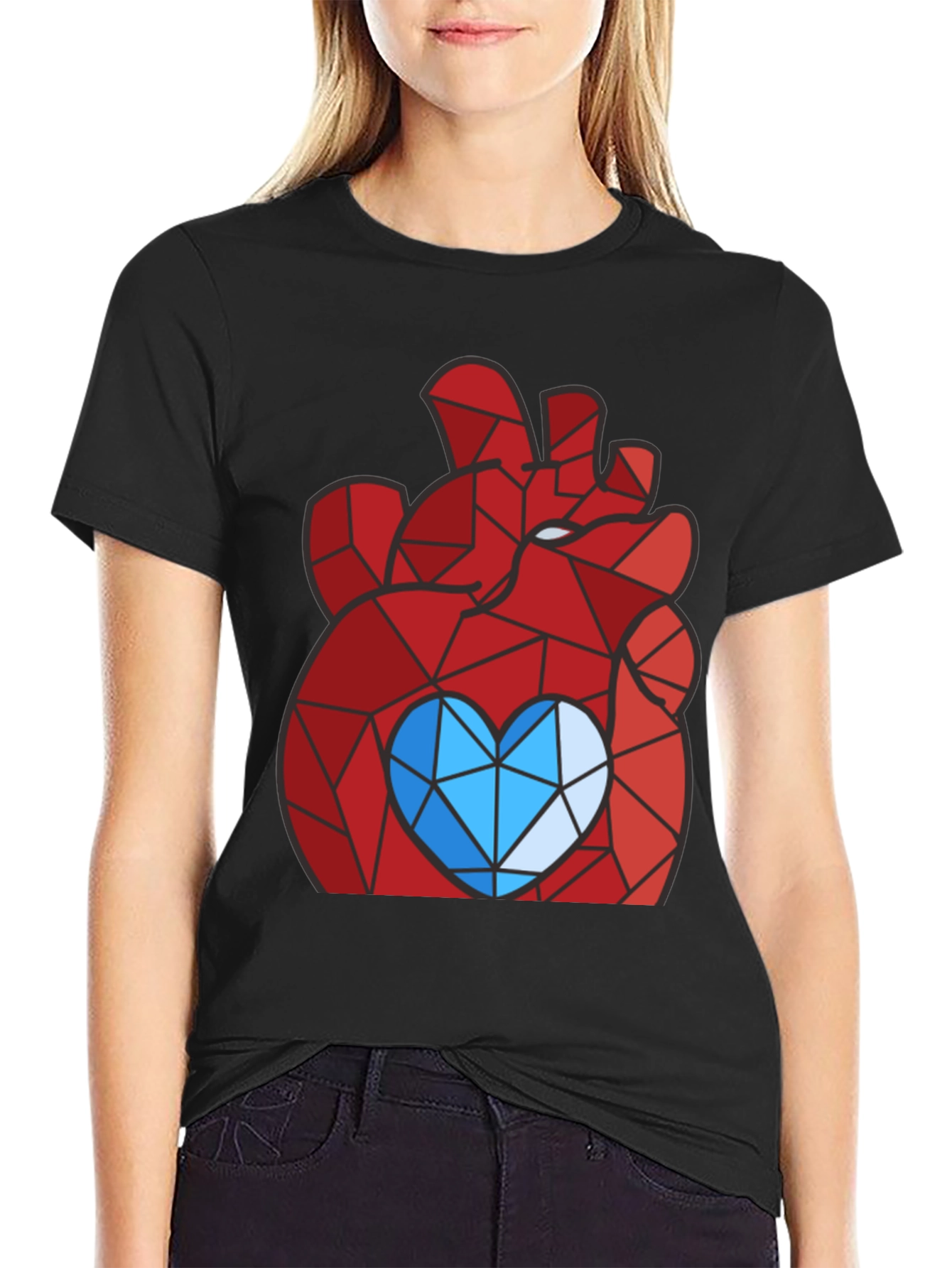Geometric Heart Graphic Tee - Modern Style