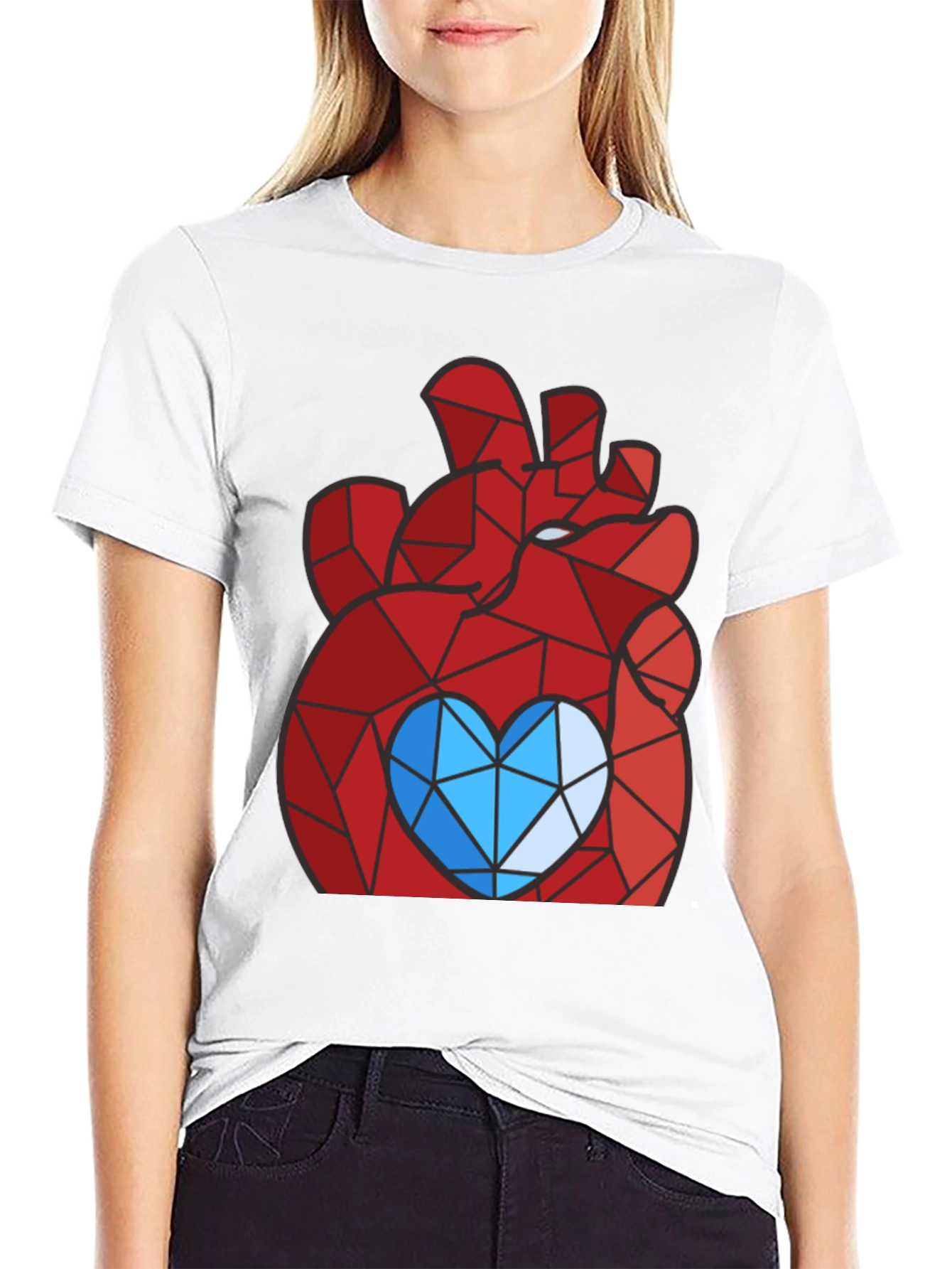 Geometric Heart Graphic Tee - Modern Style