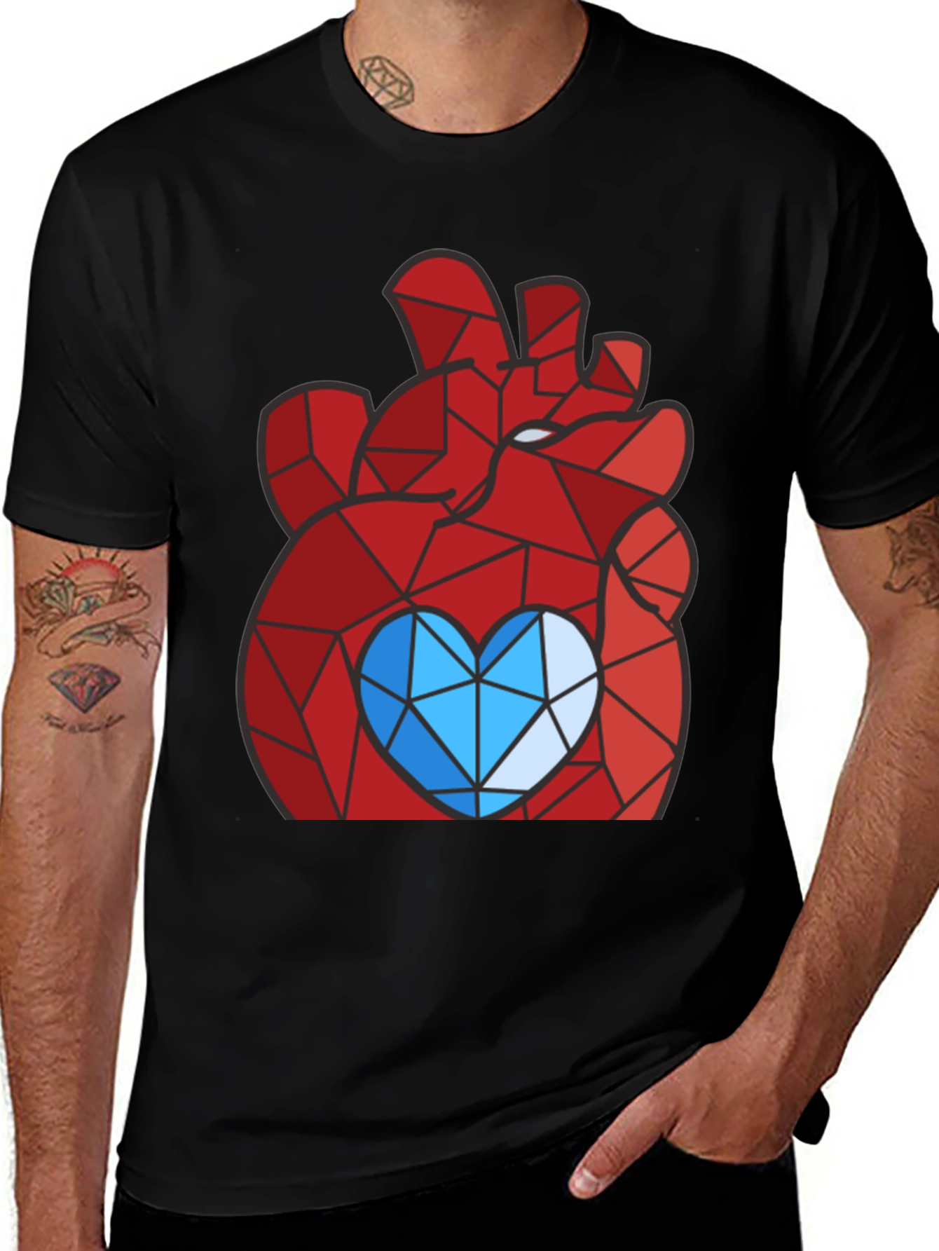 Geometric Heart Graphic Tee - Modern Style