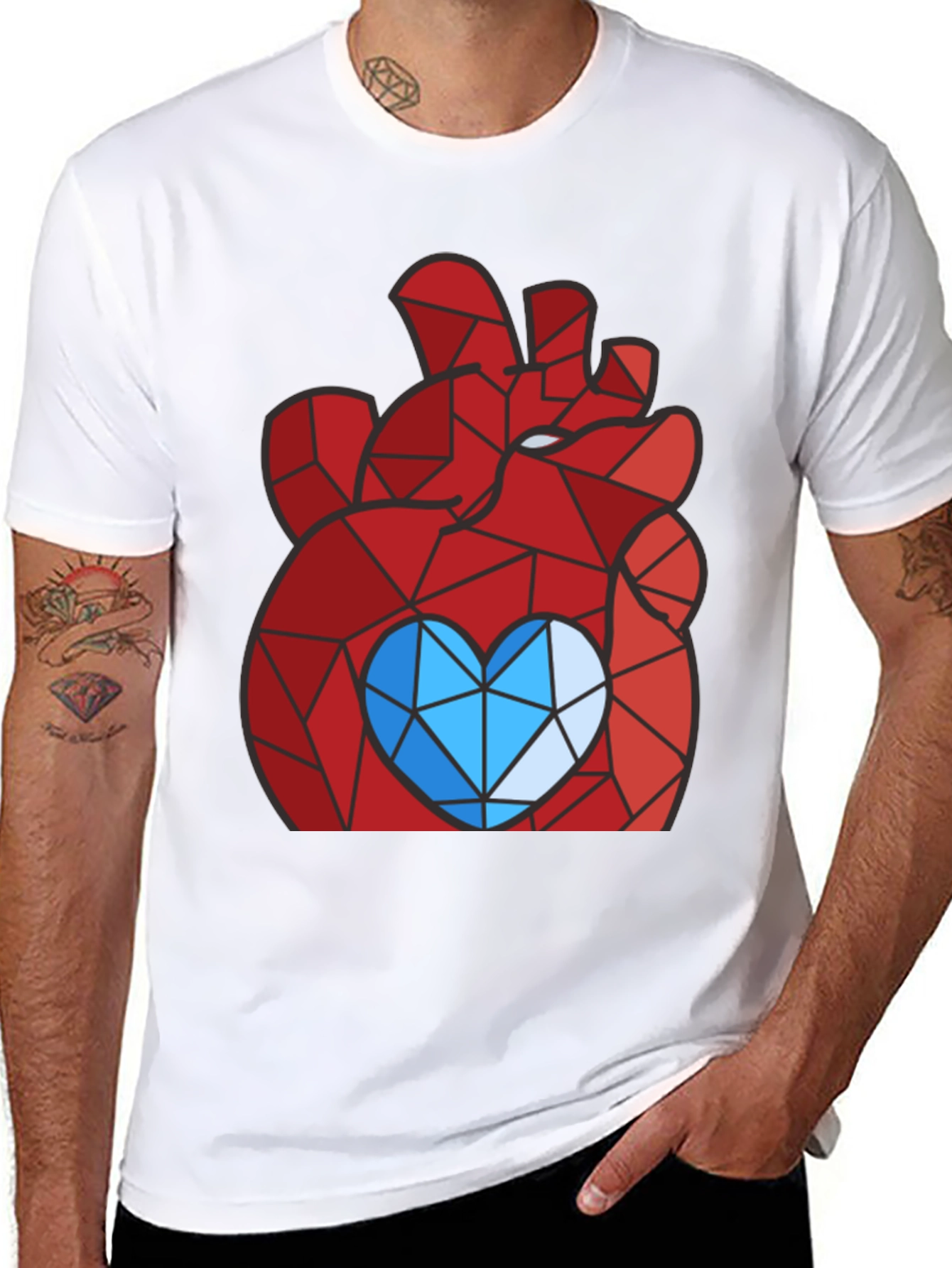 Geometric Heart Graphic Tee - Modern Style