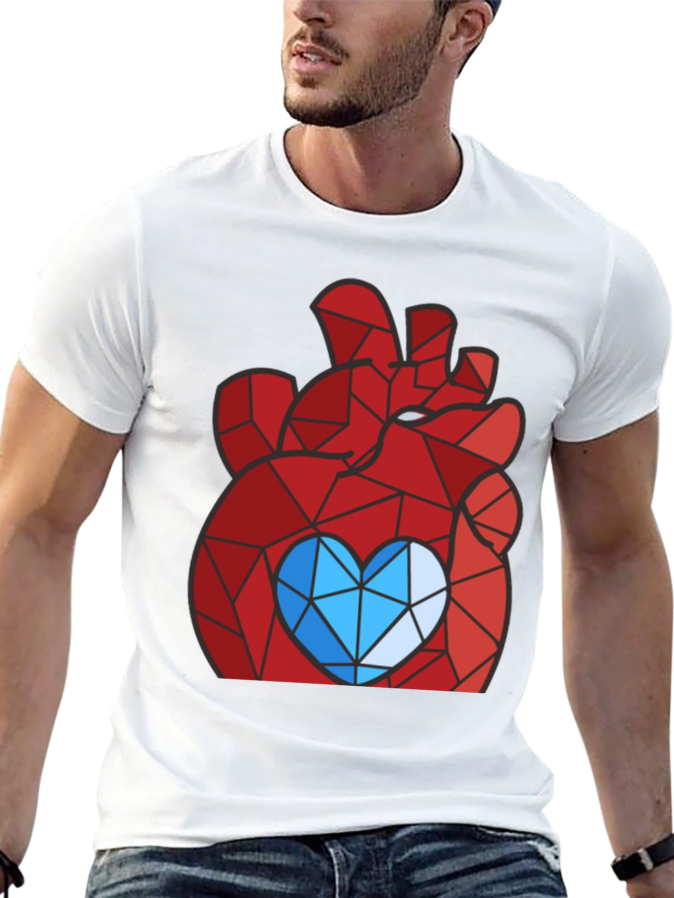 Geometric Heart Graphic Tee - Modern Style