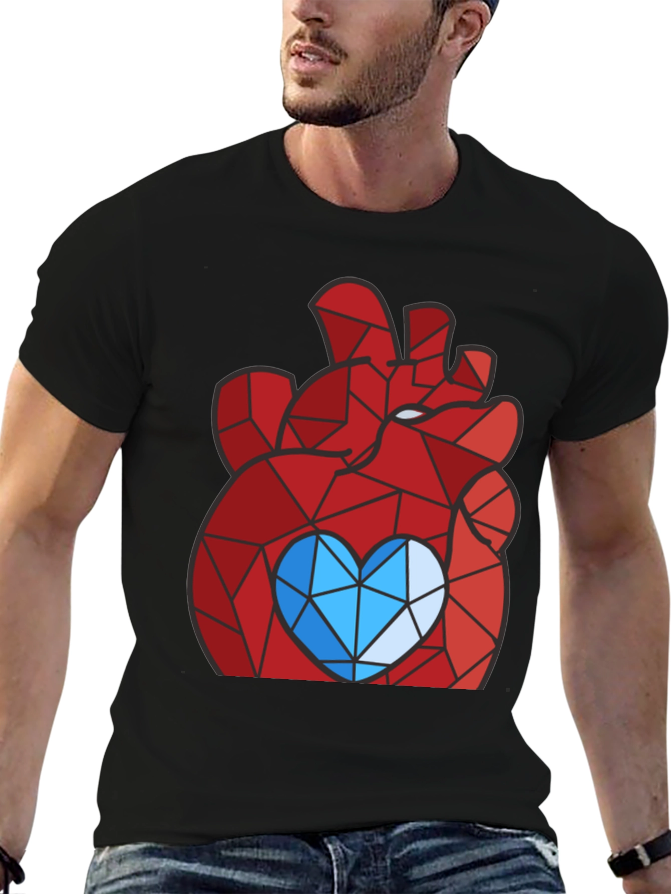 Geometric Heart Graphic Tee - Modern Style