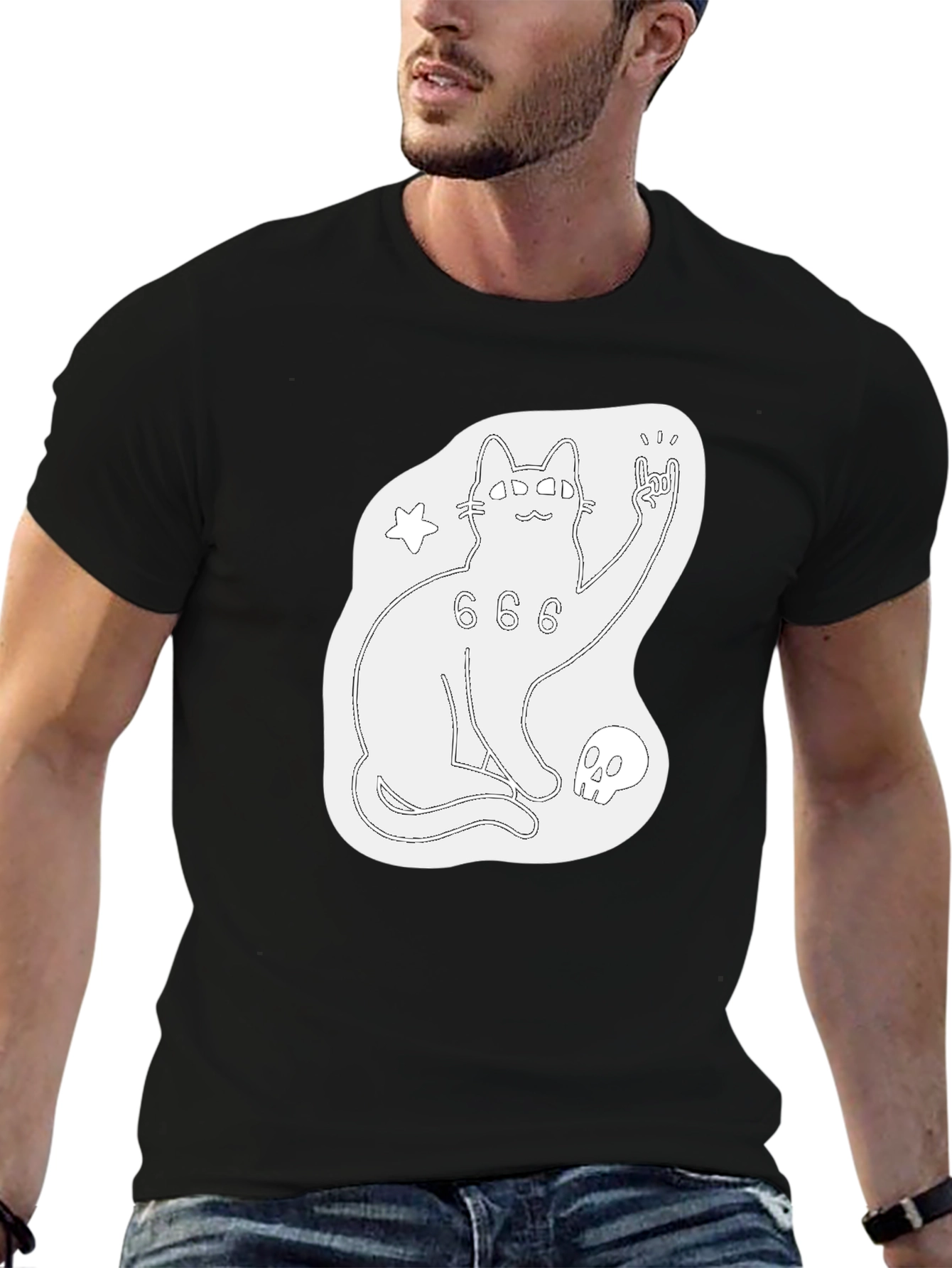 Occult Cat Graphic Black T-Shirt