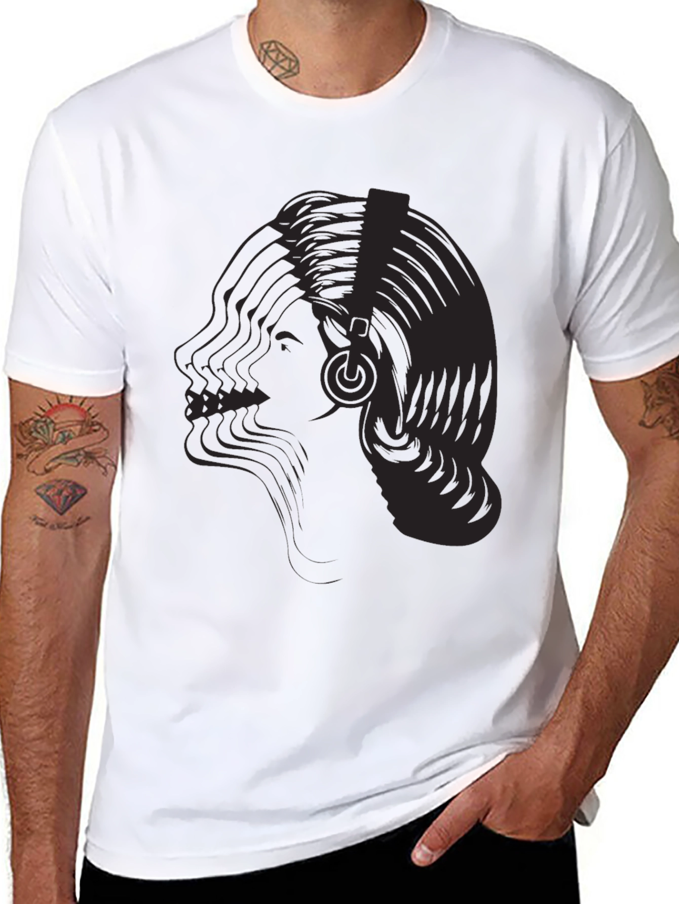 Abstract DJ Graphic Tee - Stylish Black T-Shirt