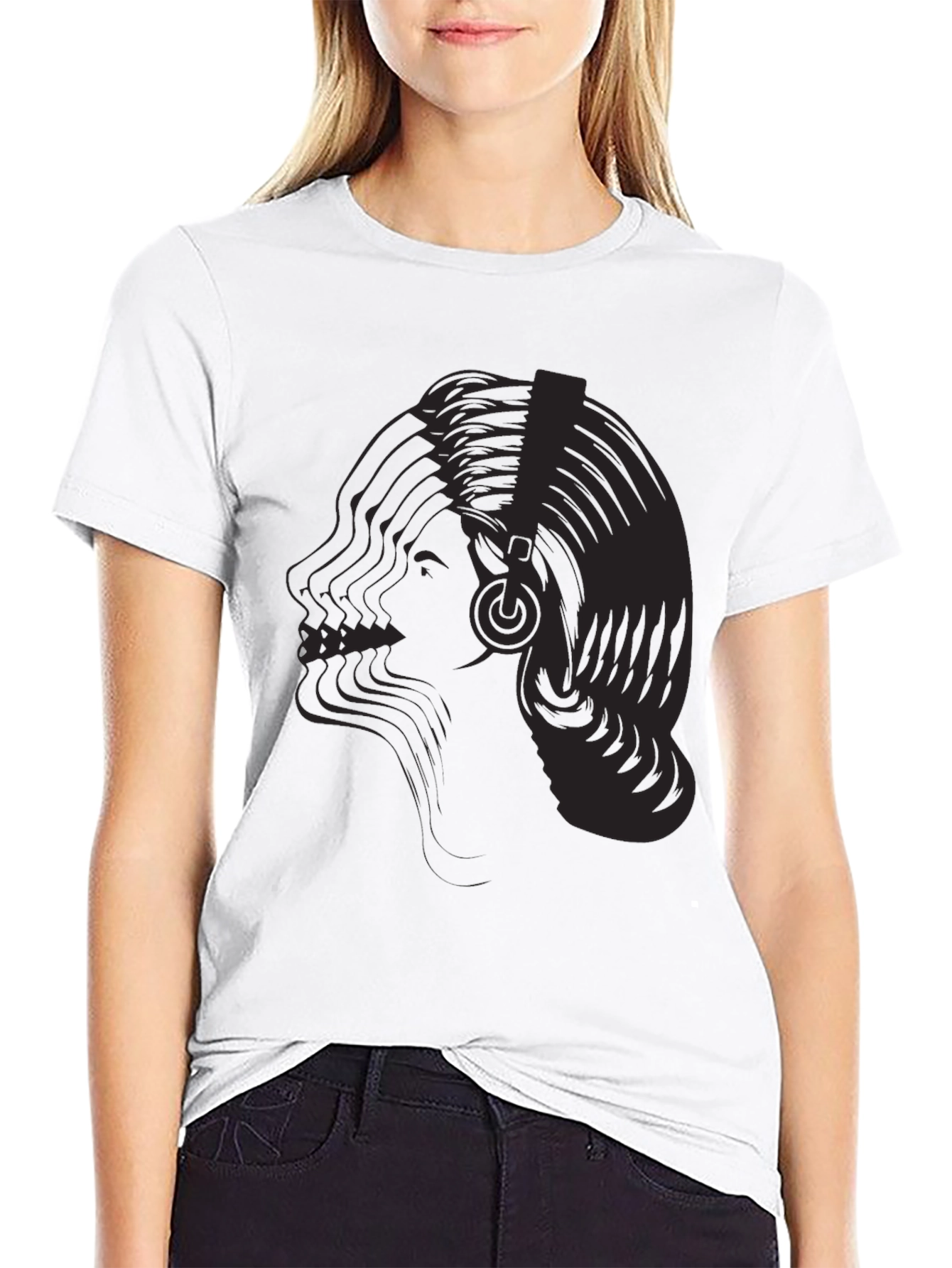 Abstract DJ Graphic Tee - Stylish Black T-Shirt