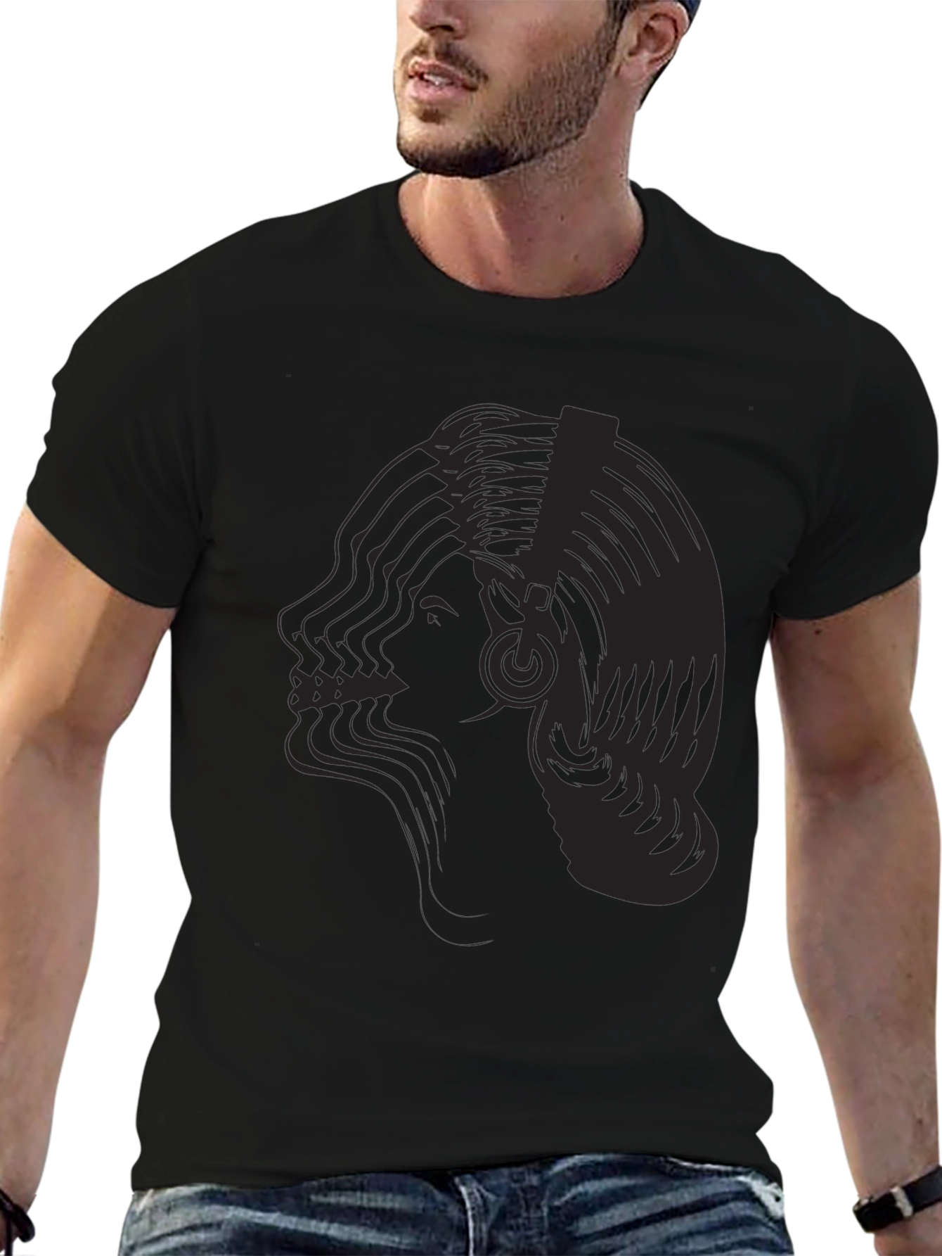 Abstract DJ Graphic Tee - Stylish Black T-Shirt
