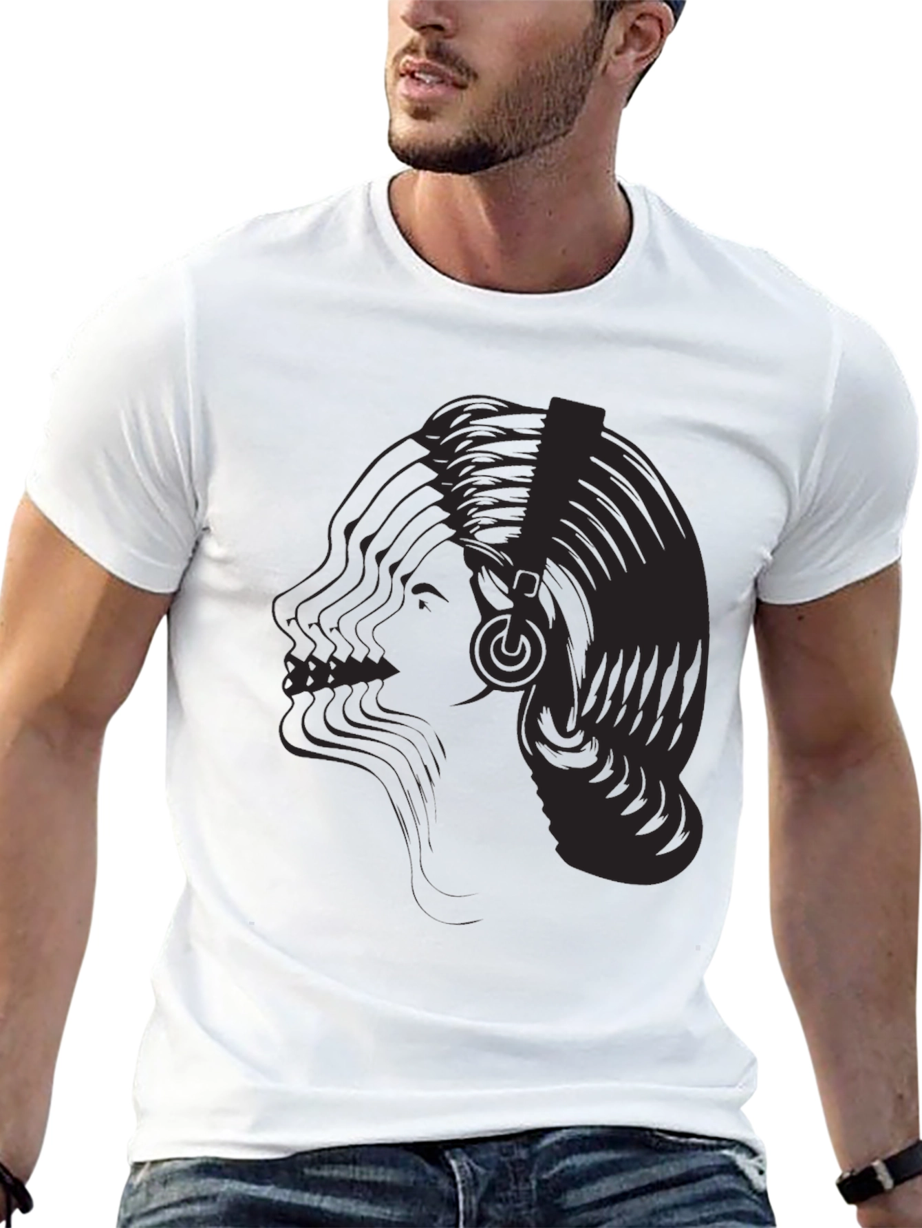 Abstract DJ Graphic Tee - Stylish Black T-Shirt