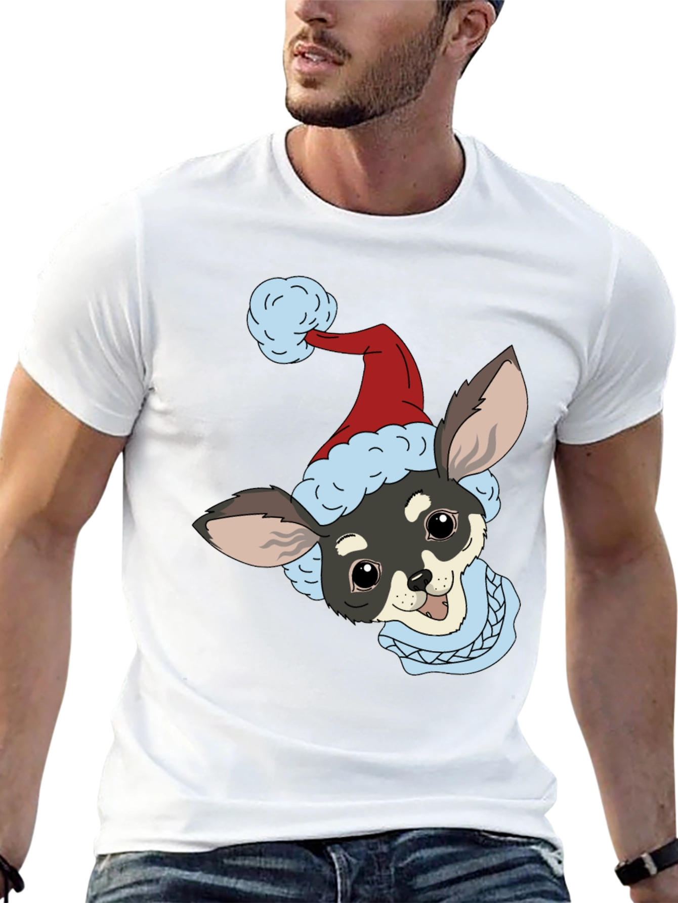Christmas Dog Graphic Tee - Holiday Style