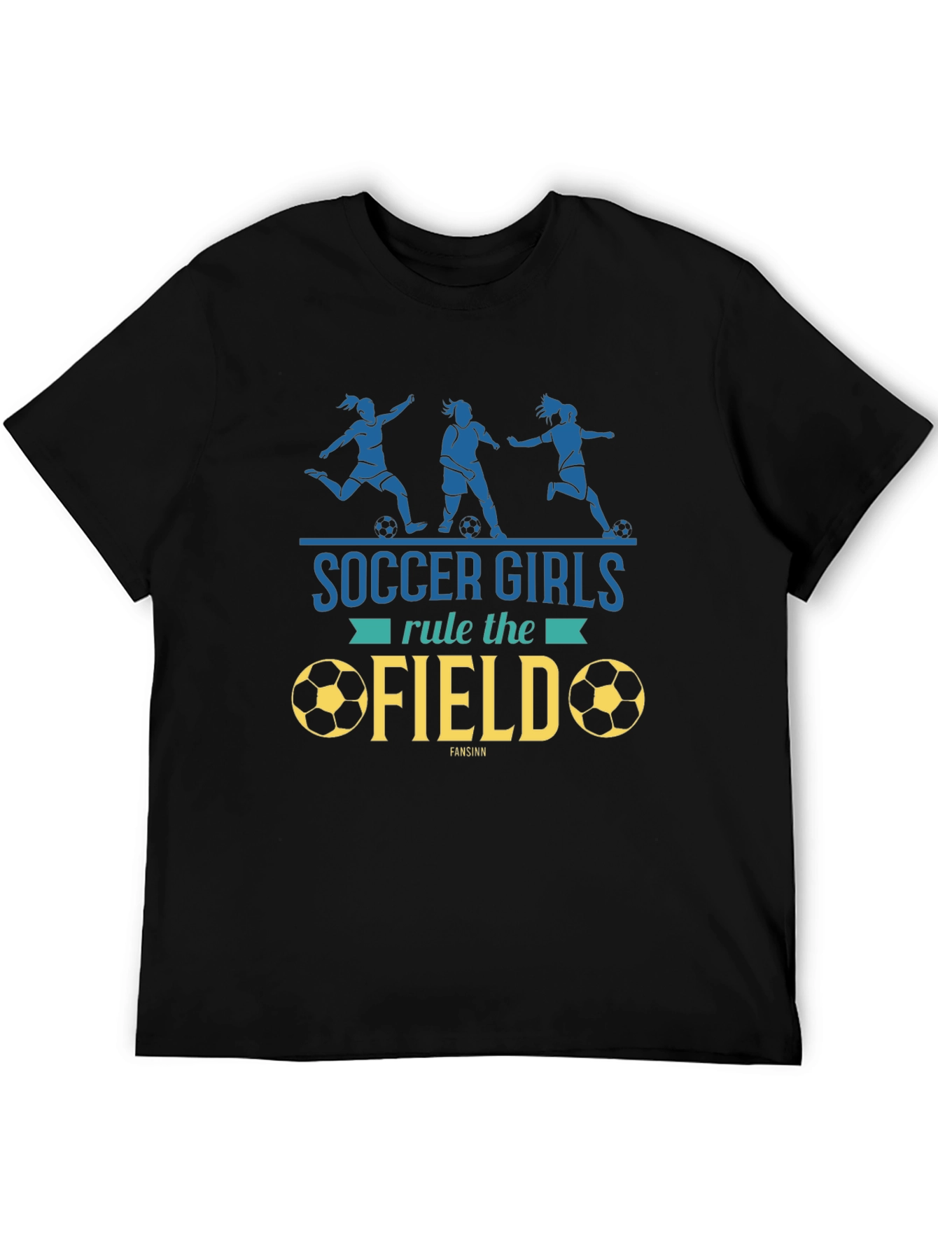 Soccer Girls Rule the Field Black Graphic Tee