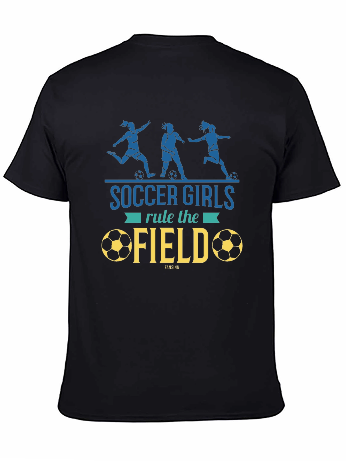 Soccer Girls Rule the Field Black Graphic Tee